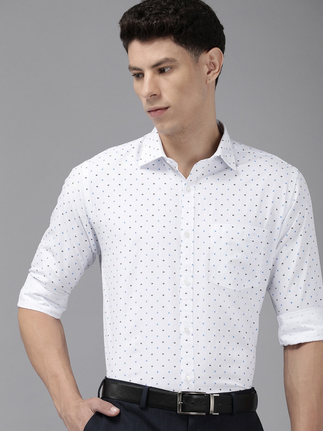 

Park Avenue Slim Fit Opaque Printed Formal Shirt, Blue