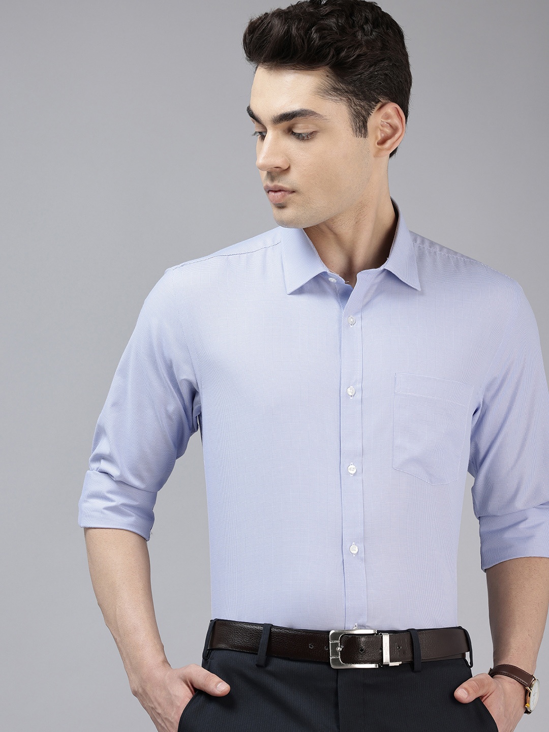 

Park Avenue Self-Design Slim Fit Formal Shirt, Blue