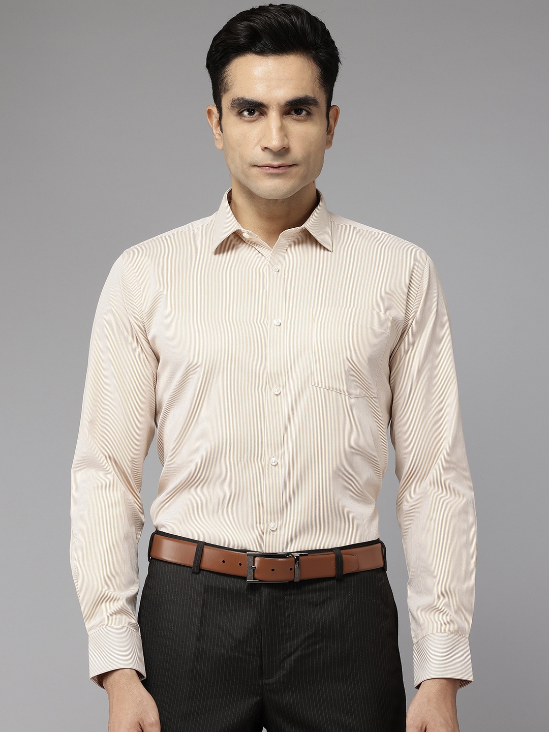 

Park Avenue Slim Fit Pinstriped Formal Shirt, Yellow