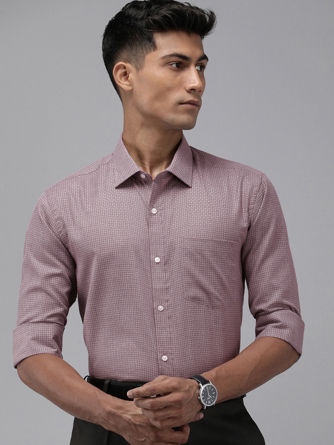 

Park Avenue Self Design Slim Fit Opaque Formal Shirt, Mauve