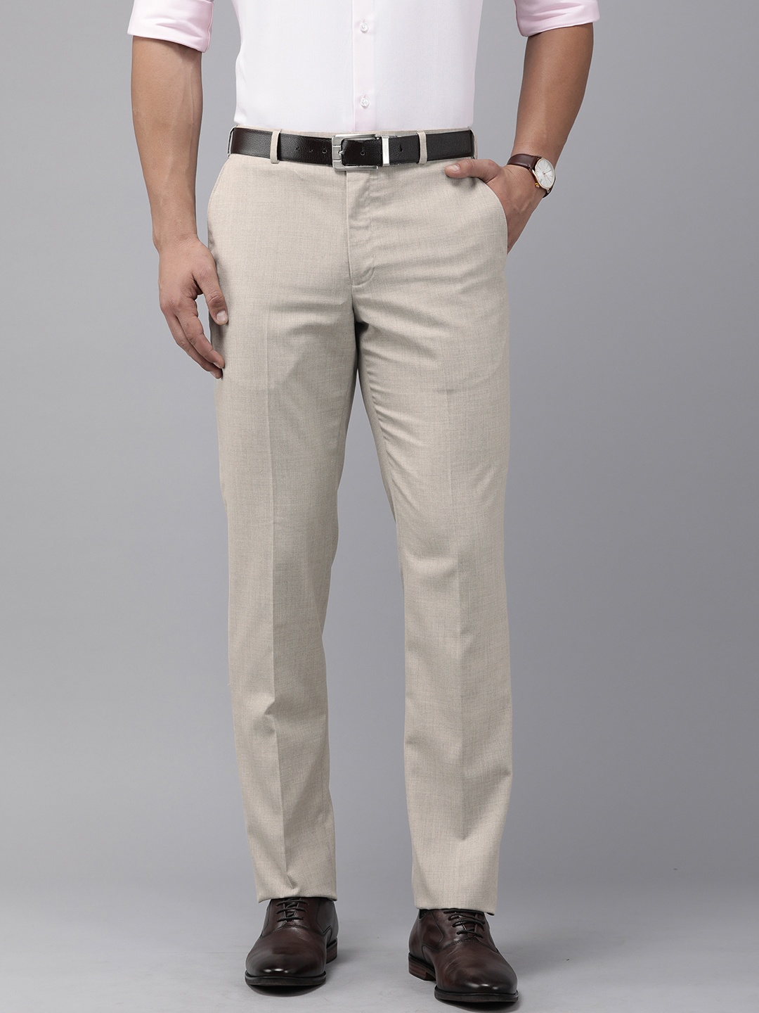 

Park Avenue Men Solid Formal Trouser, Beige