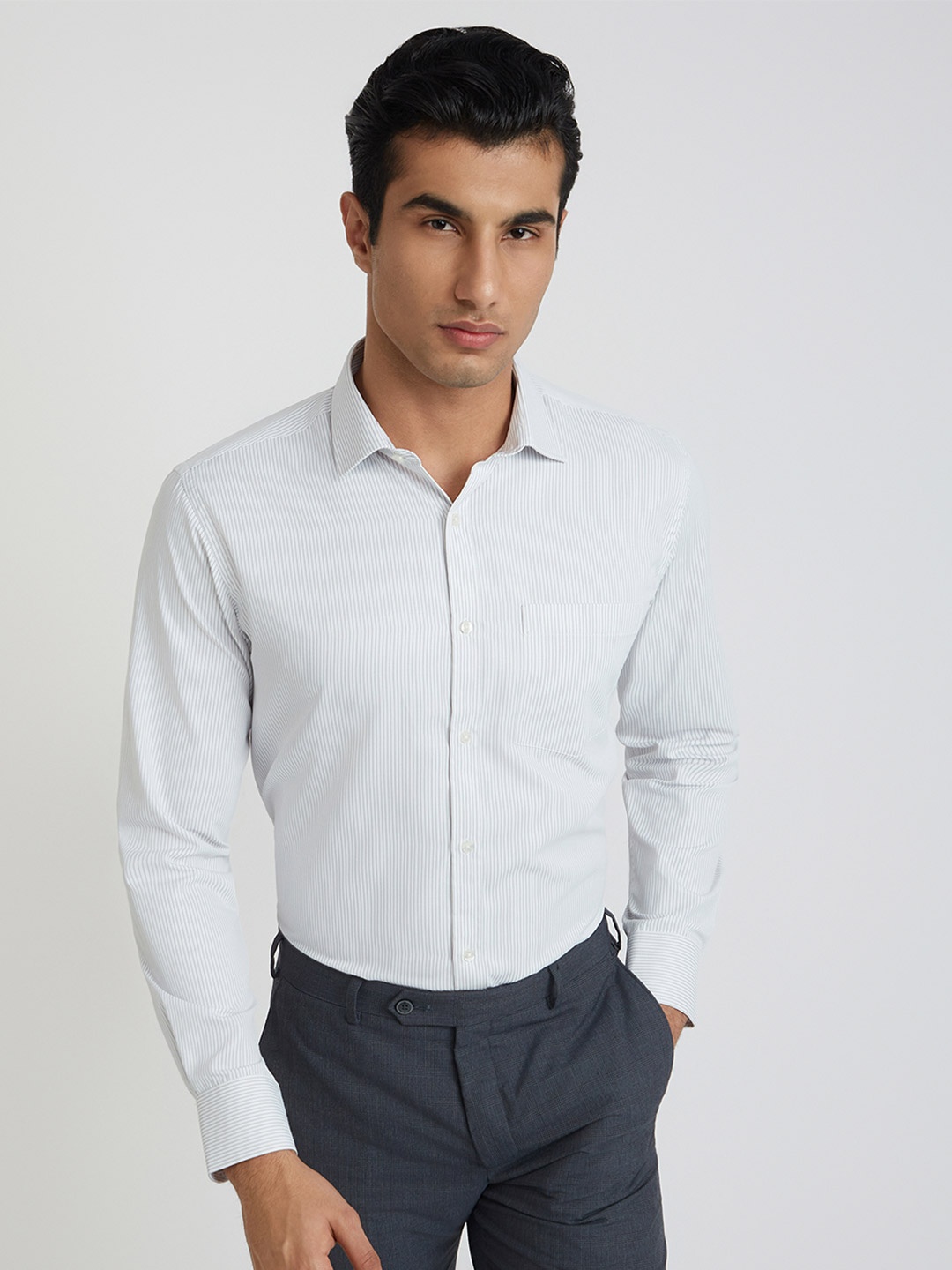 

Park Avenue Slim Fit Striped Formal Shirt, White