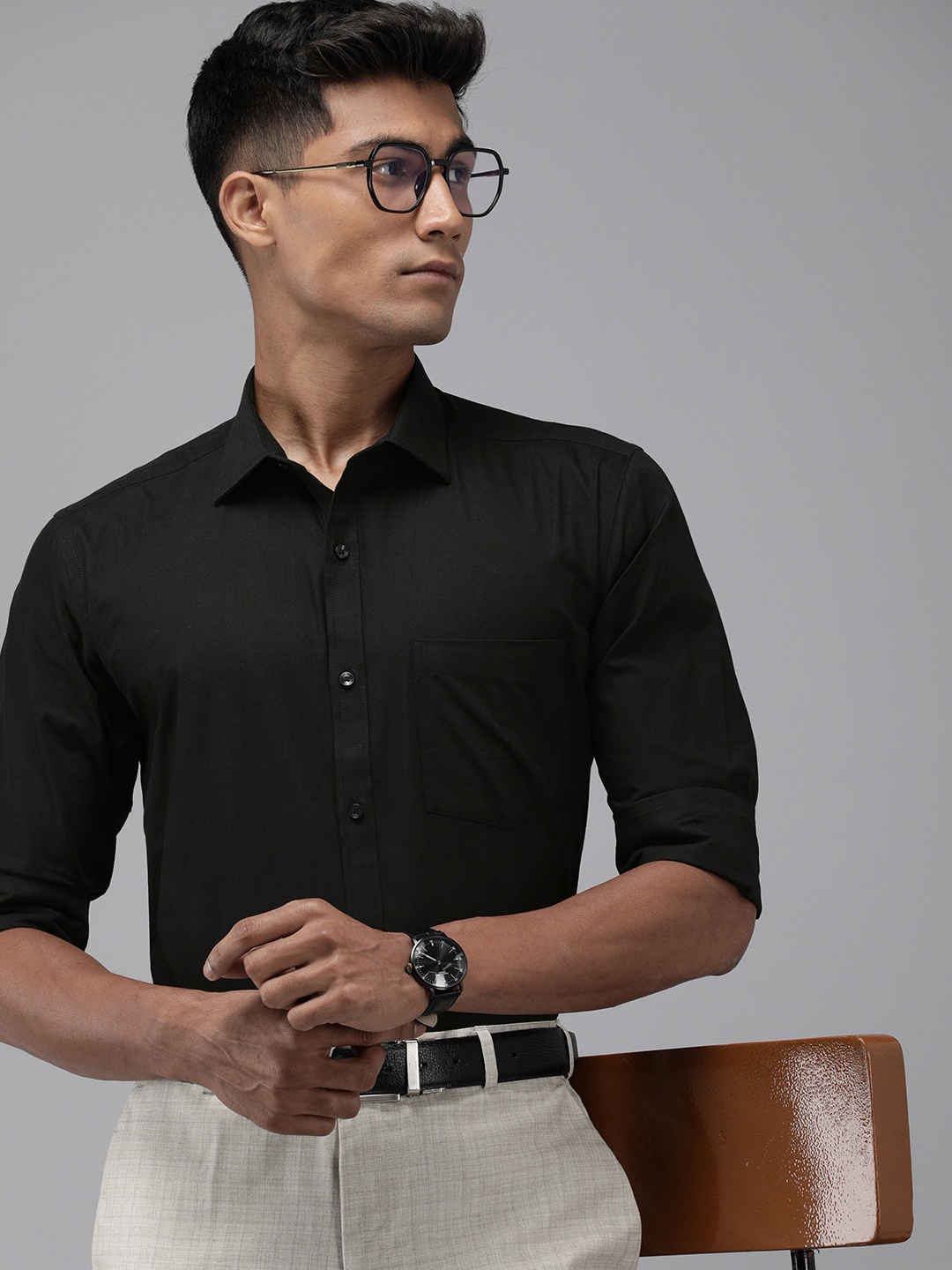 

Park Avenue Pure Cotton Slim Fit Formal Shirt, Black