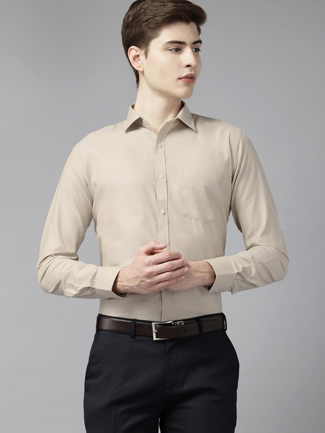 

Park Avenue Slim Fit Opaque Formal Shirt, Beige