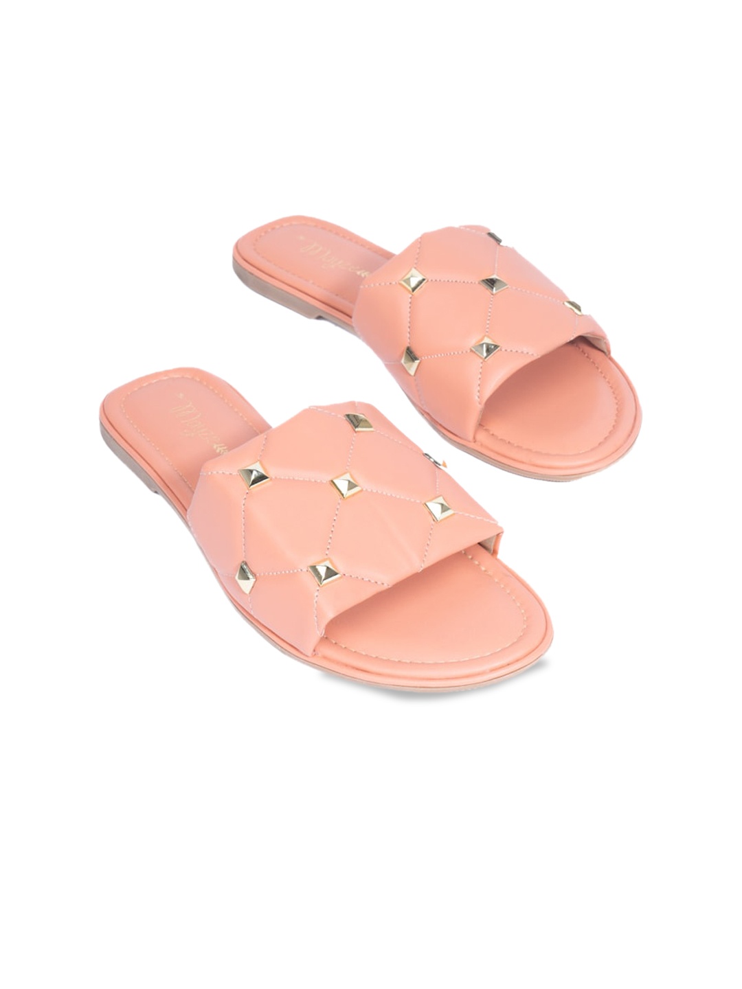 

MAYZE Embellished Open Toe Flats, Peach