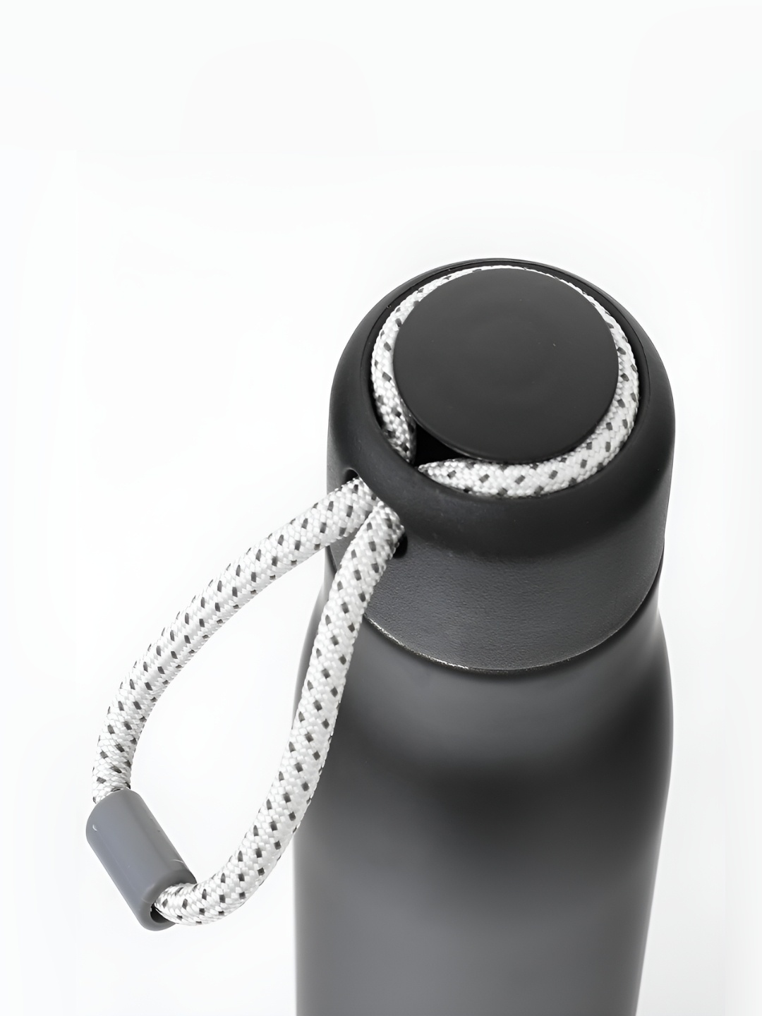 

Kuber Industries Black Stainless Steel Solid Water Bottle with Carry Handle 550 ml