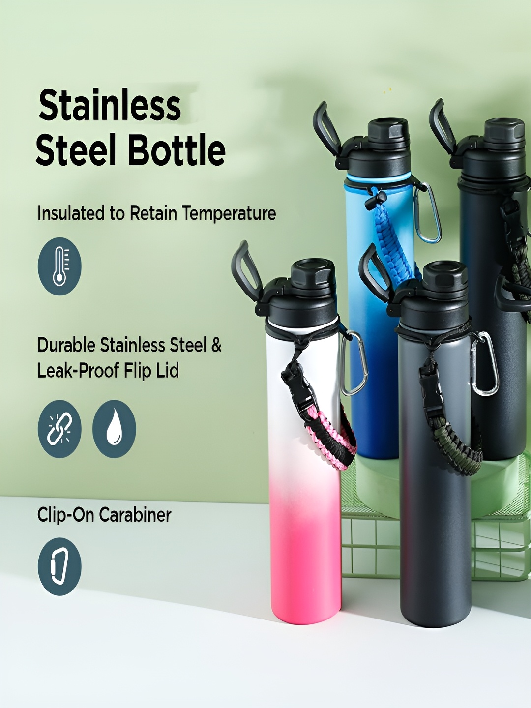 

Kuber Industries Pink & White Stainless Steel Water Bottle 720ml