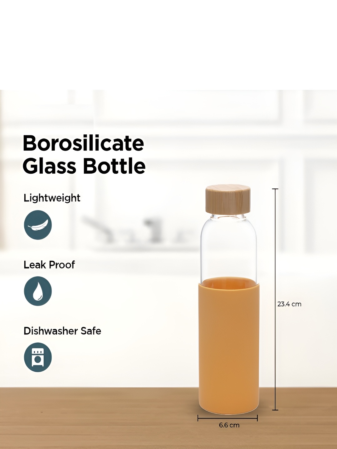

Kuber Industries Transparent & Brown 2 Pieces Glass Solid Water Bottle 550ml