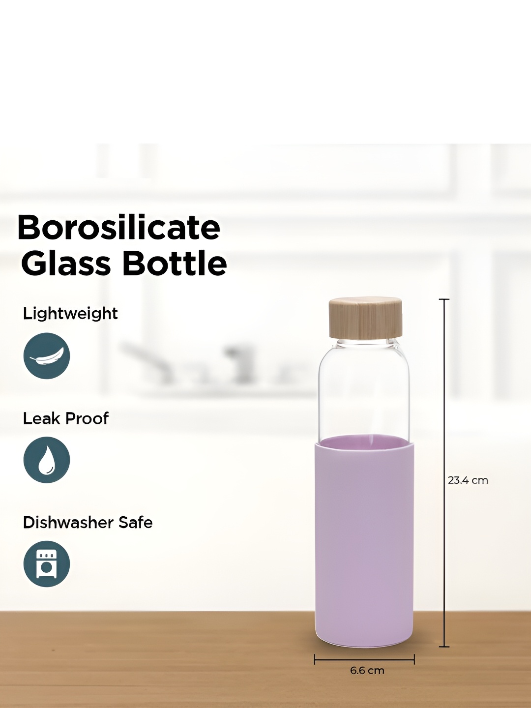 

Kuber Industries Purple & Transparent 2 Pieces Glass Water Bottles 550 ml