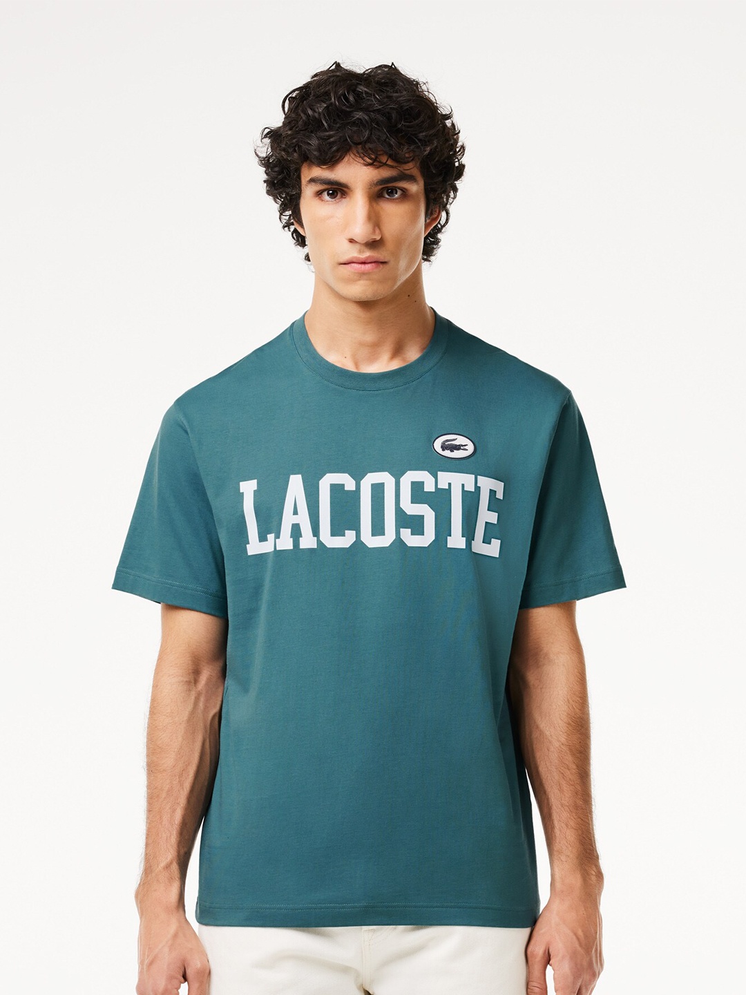 

Lacoste Printed Round Neck Cotton T-shirt, Blue