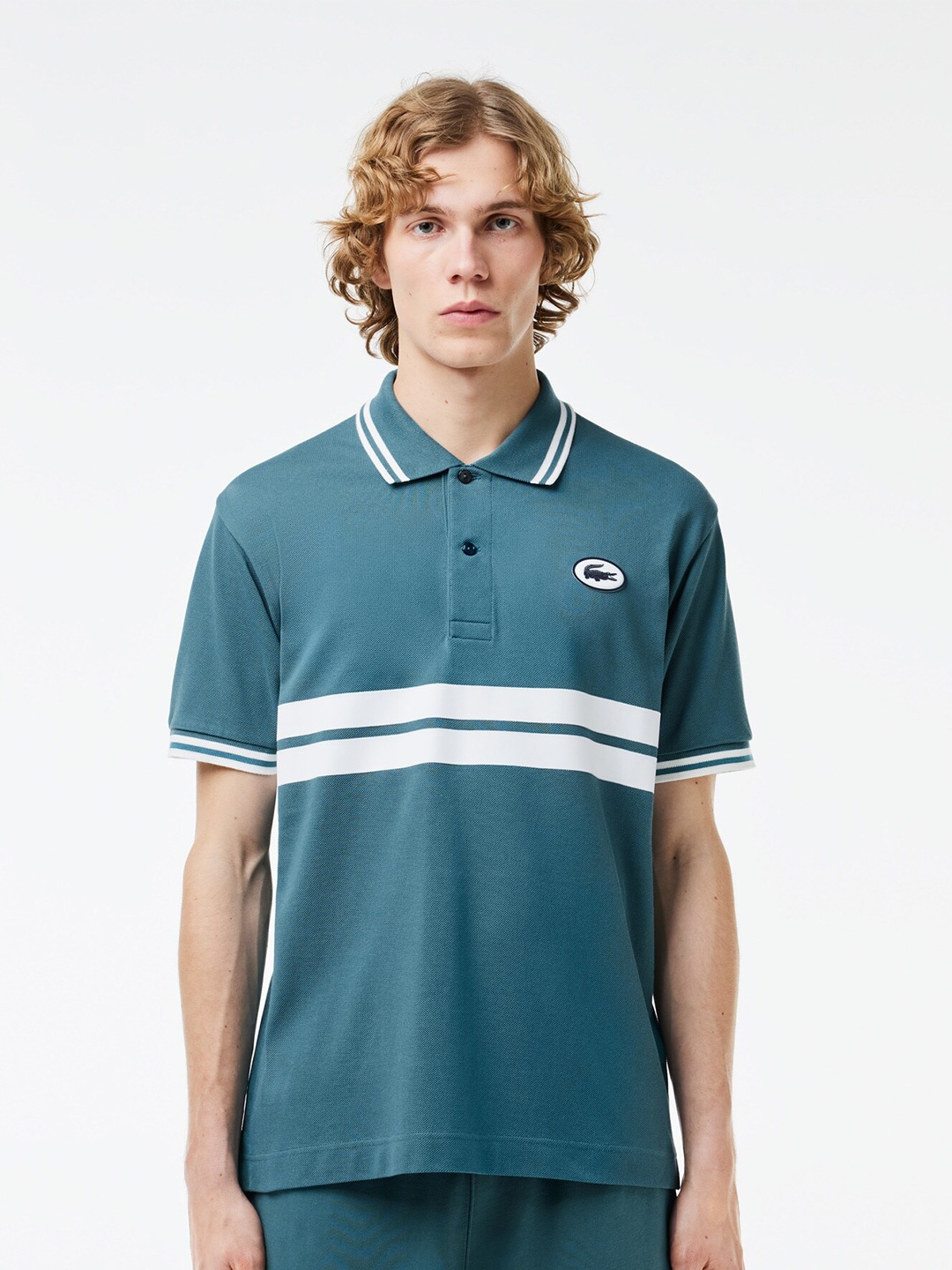 

Lacoste Original L.12.12 Striped Polo Collar Short Sleeves Cotton T-shirt, Blue