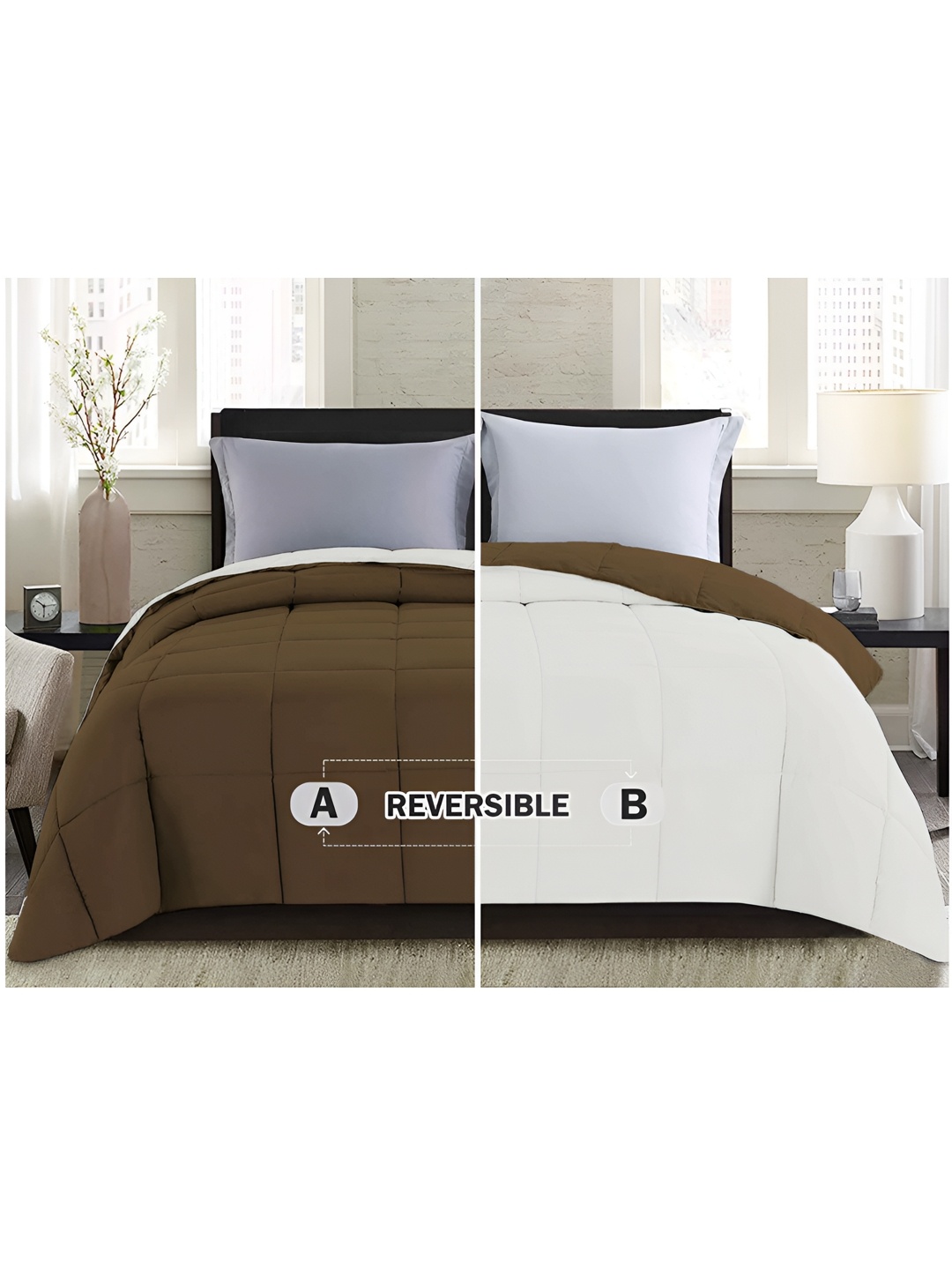 

bsb home Bronze-Toned & Beige Microfiber Mild Winter 210 GSM Double Bed Comforter