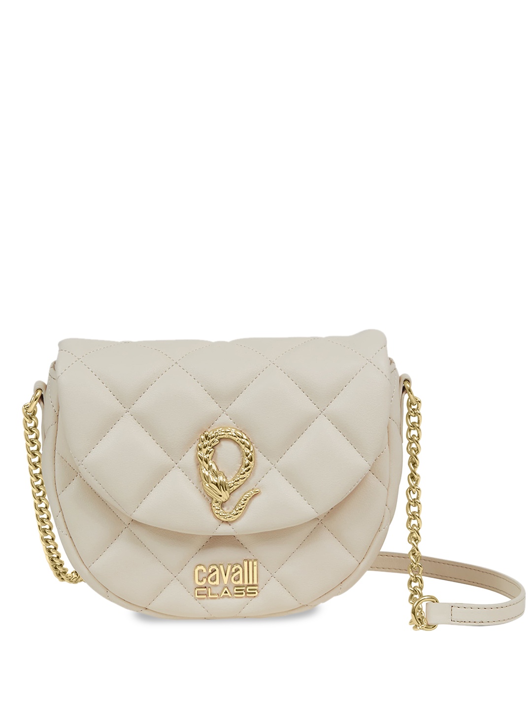 

Cavalli Class Textured Structured Sling Bag, White