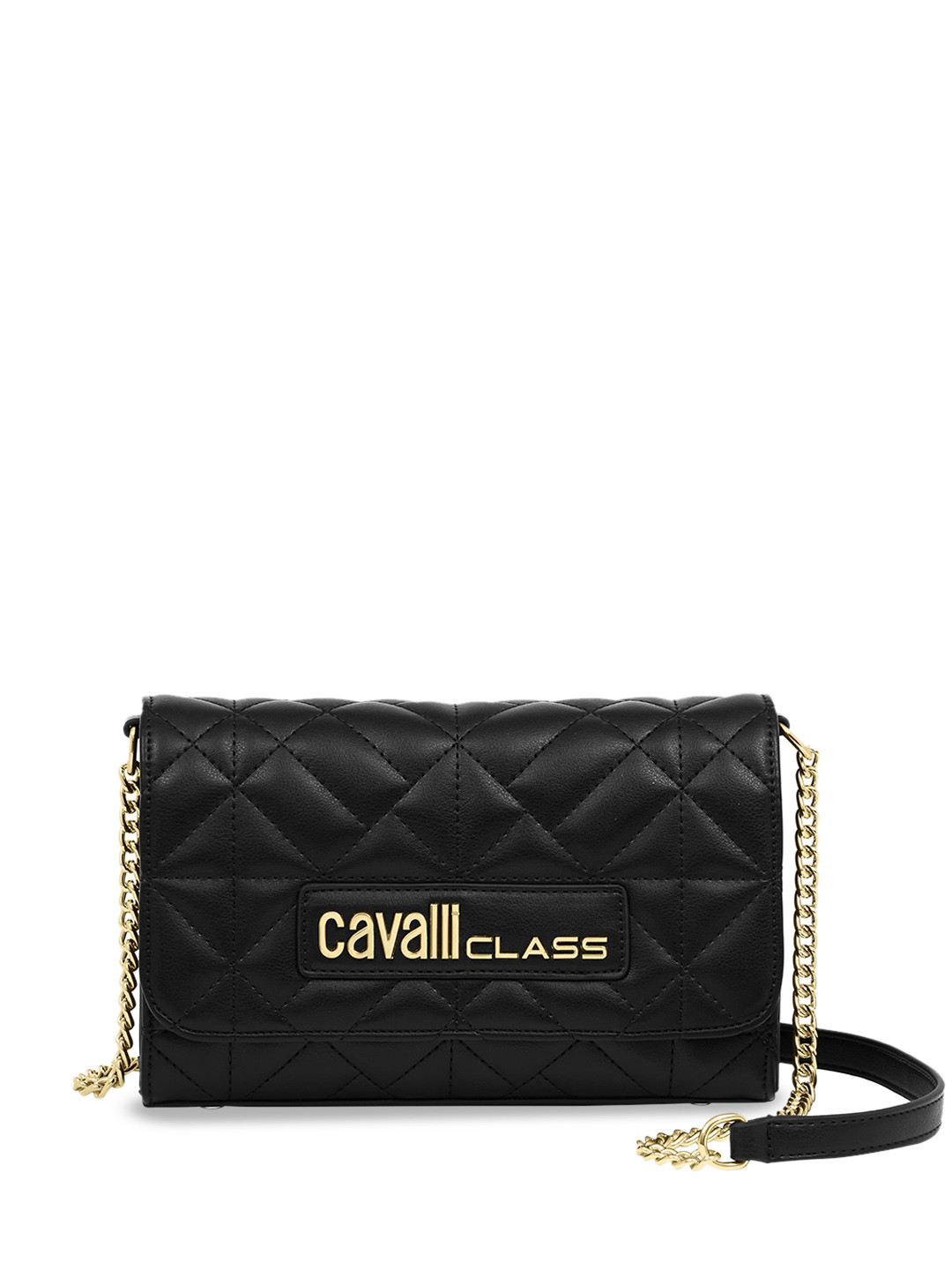 

Cavalli Class Textured Structured Sling Bag, Black