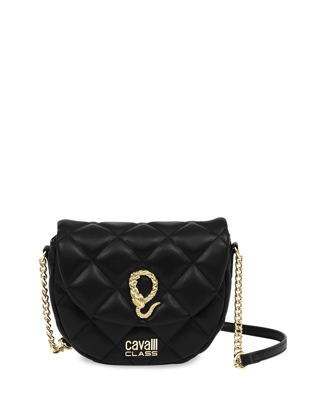 

Cavalli Class Embellished Quilted Detailed Structured Sling Bag, Black