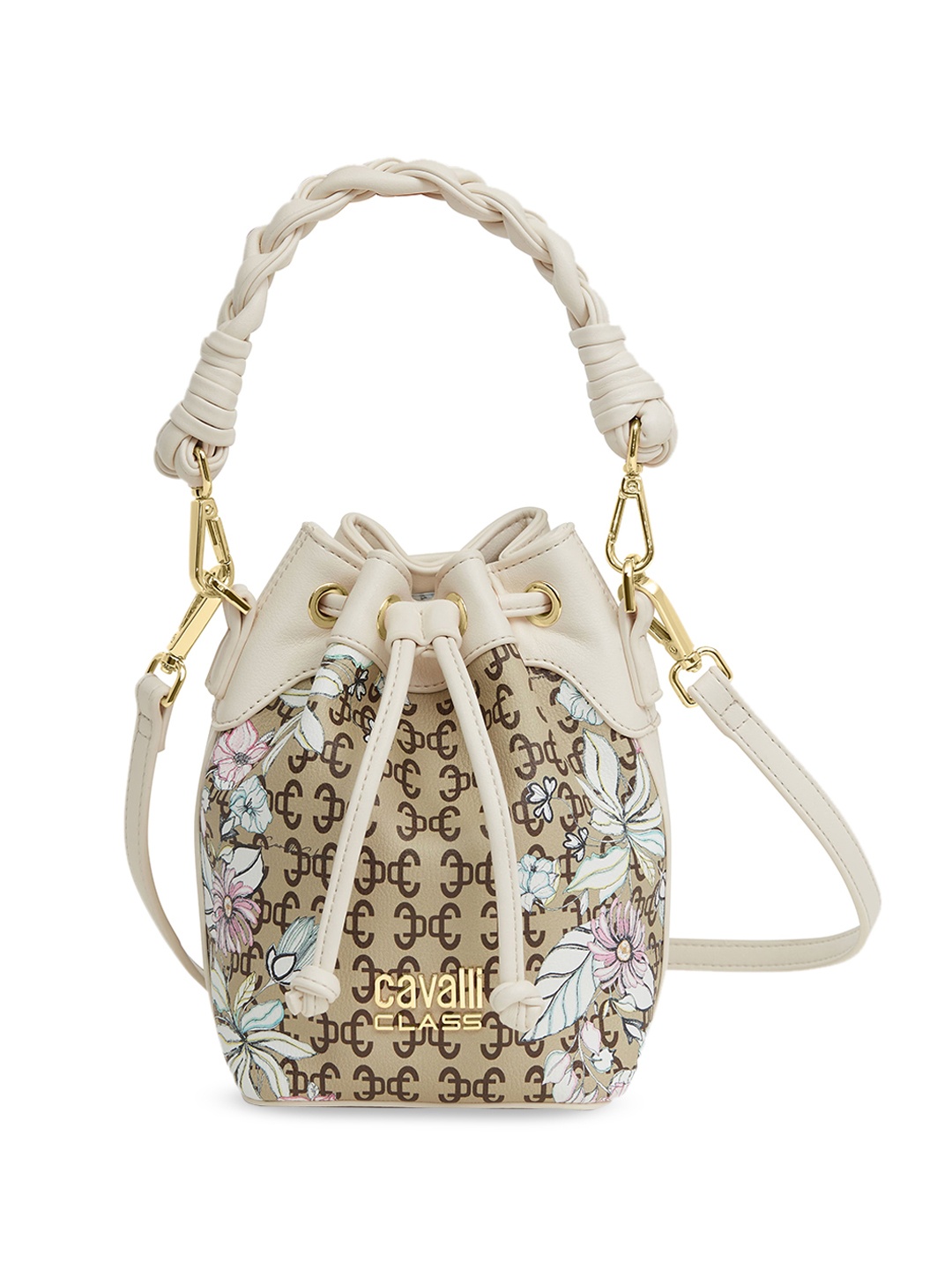 

Cavalli Class Printed Potli Clutch, Cream