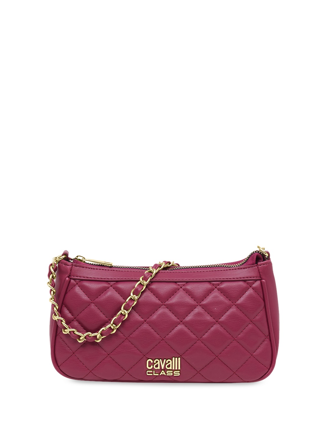 

Cavalli Class Textured Structured Sling Bag with Quilted, Red