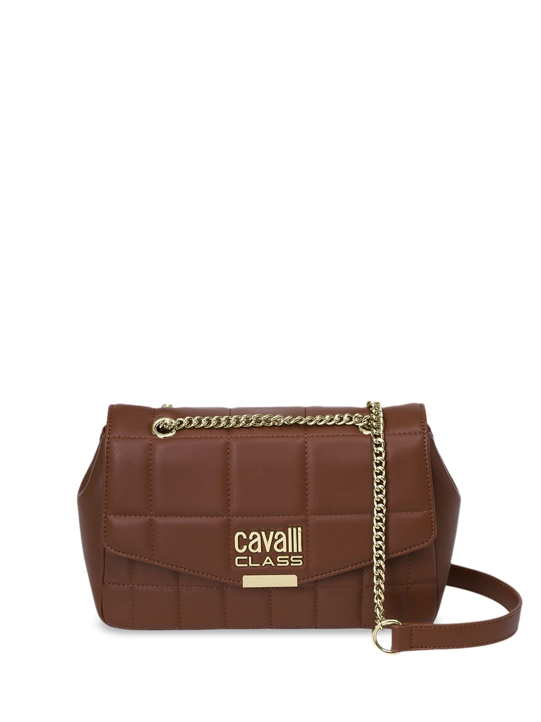 

Cavalli Class Textured Structured Sling Bag with Quilted, Brown