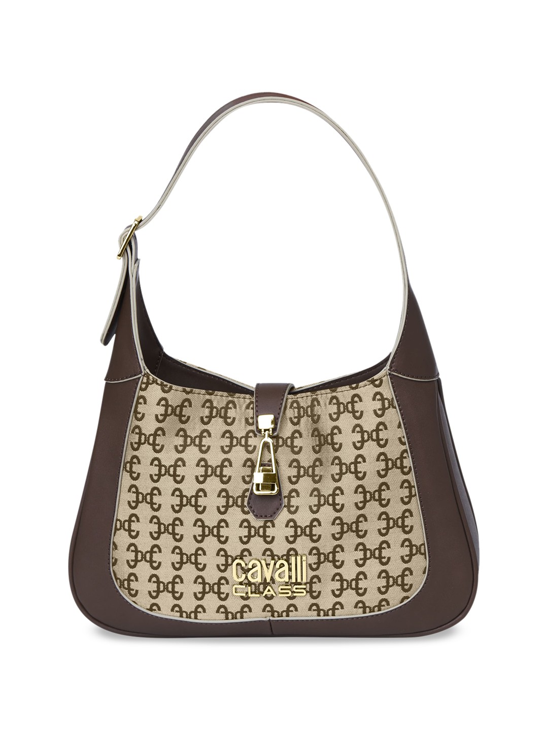 

Cavalli Class Geometric Printed Structured Shoulder Bag, Brown