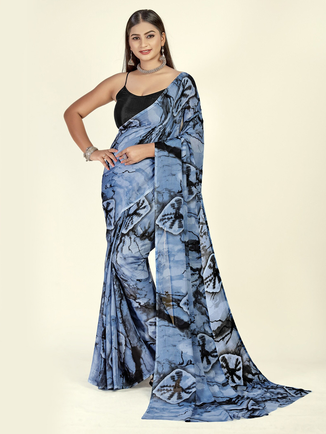 

ANAND SAREES Abstract Printed Saree, Blue