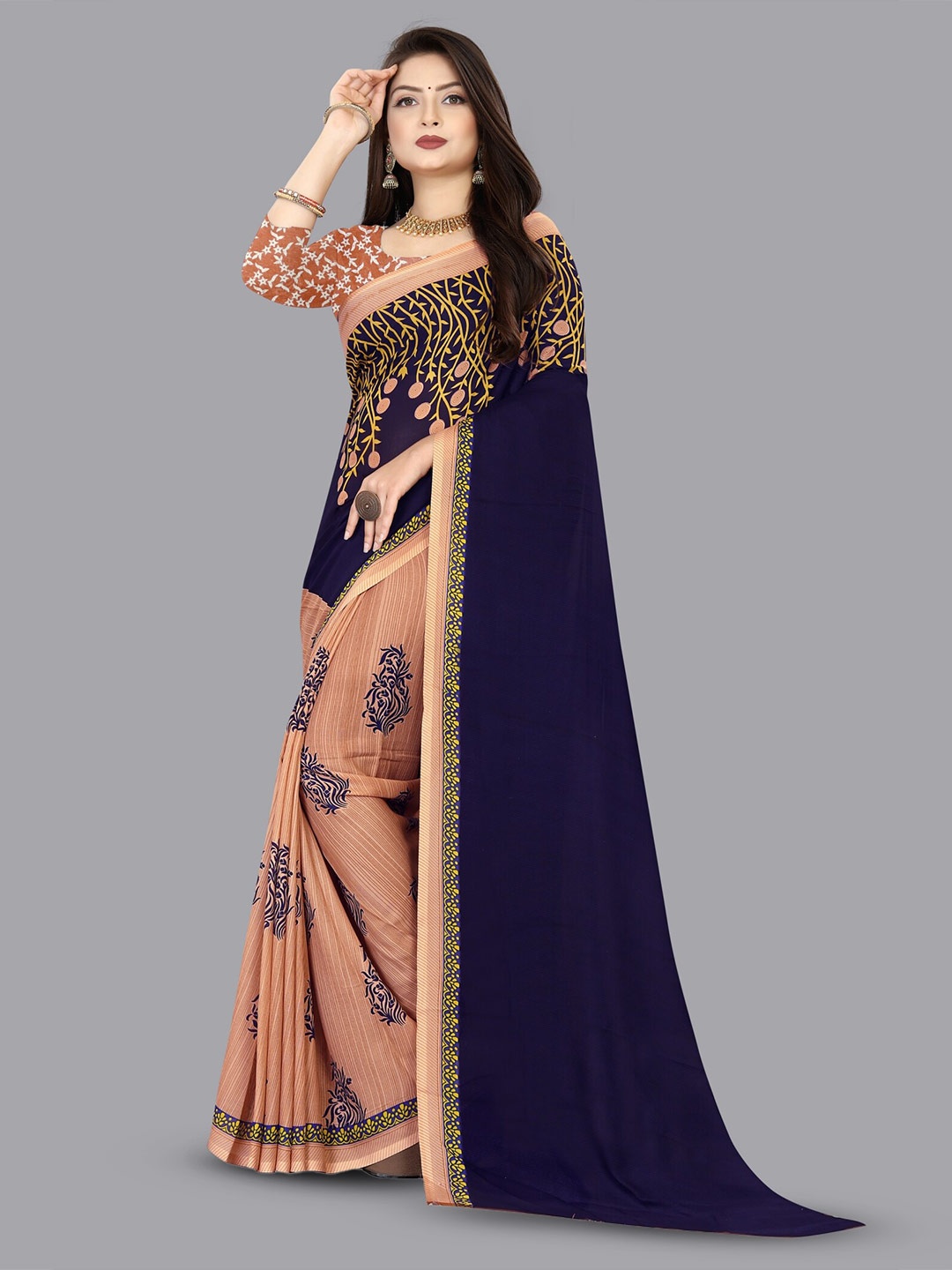 

Moda Rapido Floral Printed Saree, Blue