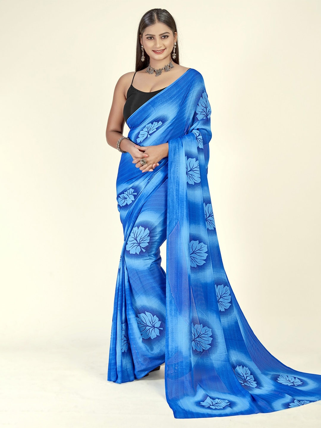 

ANAND SAREES Floral Printed Saree, Blue