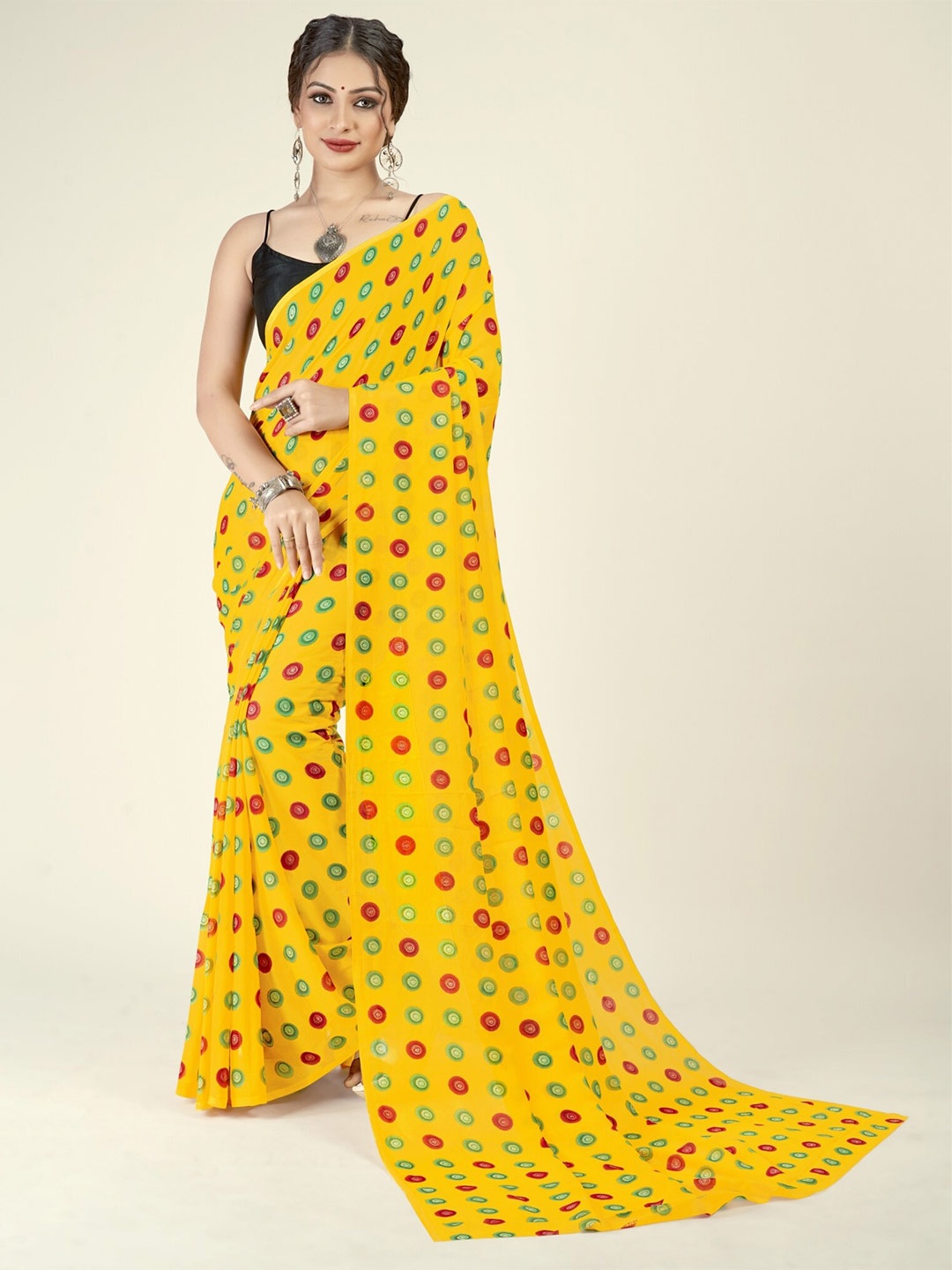 

ANAND SAREES Ethnic Motifs Printed Saree, Yellow
