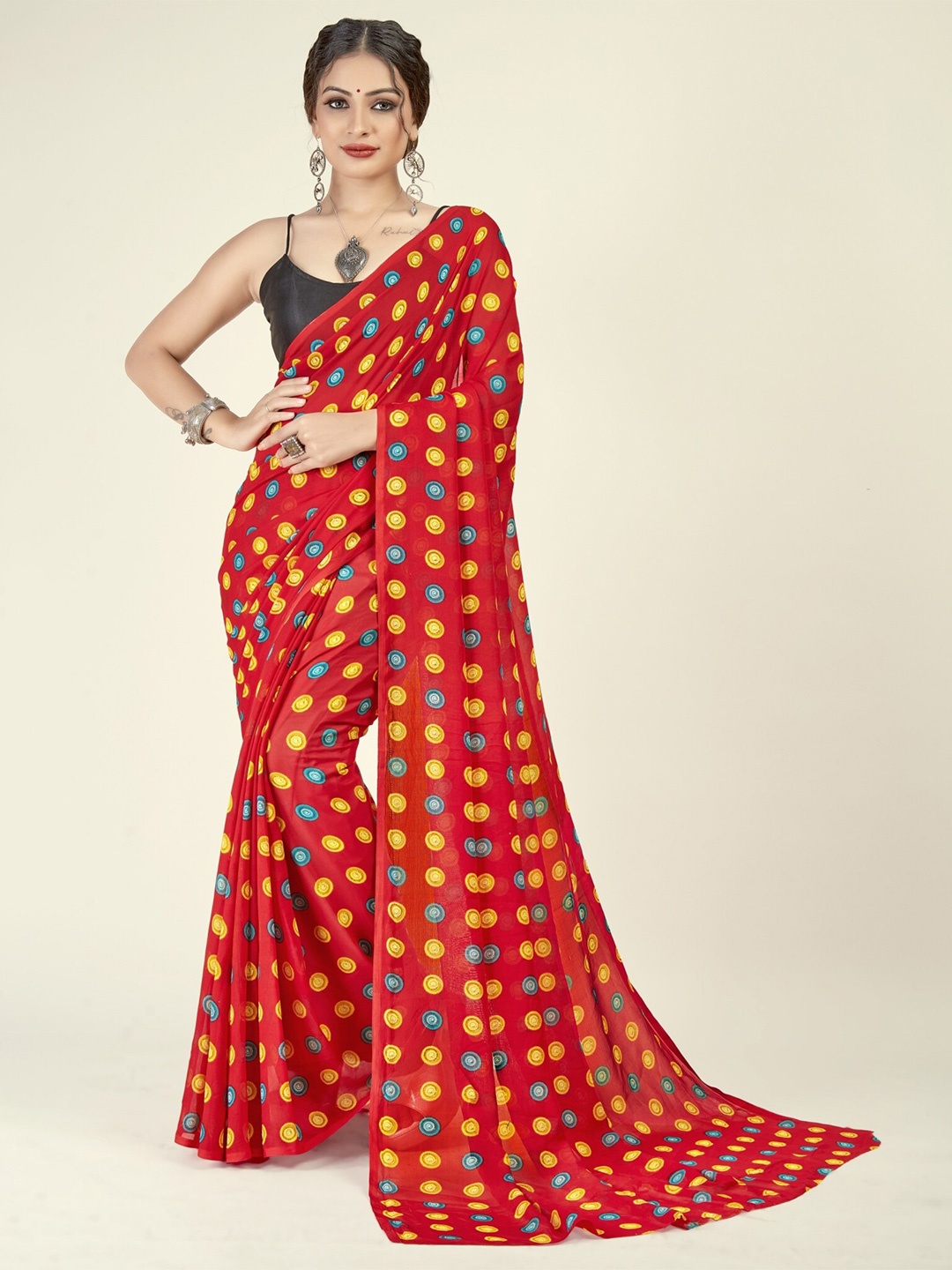 

ANAND SAREES Ethnic Motifs Printed Saree, Red