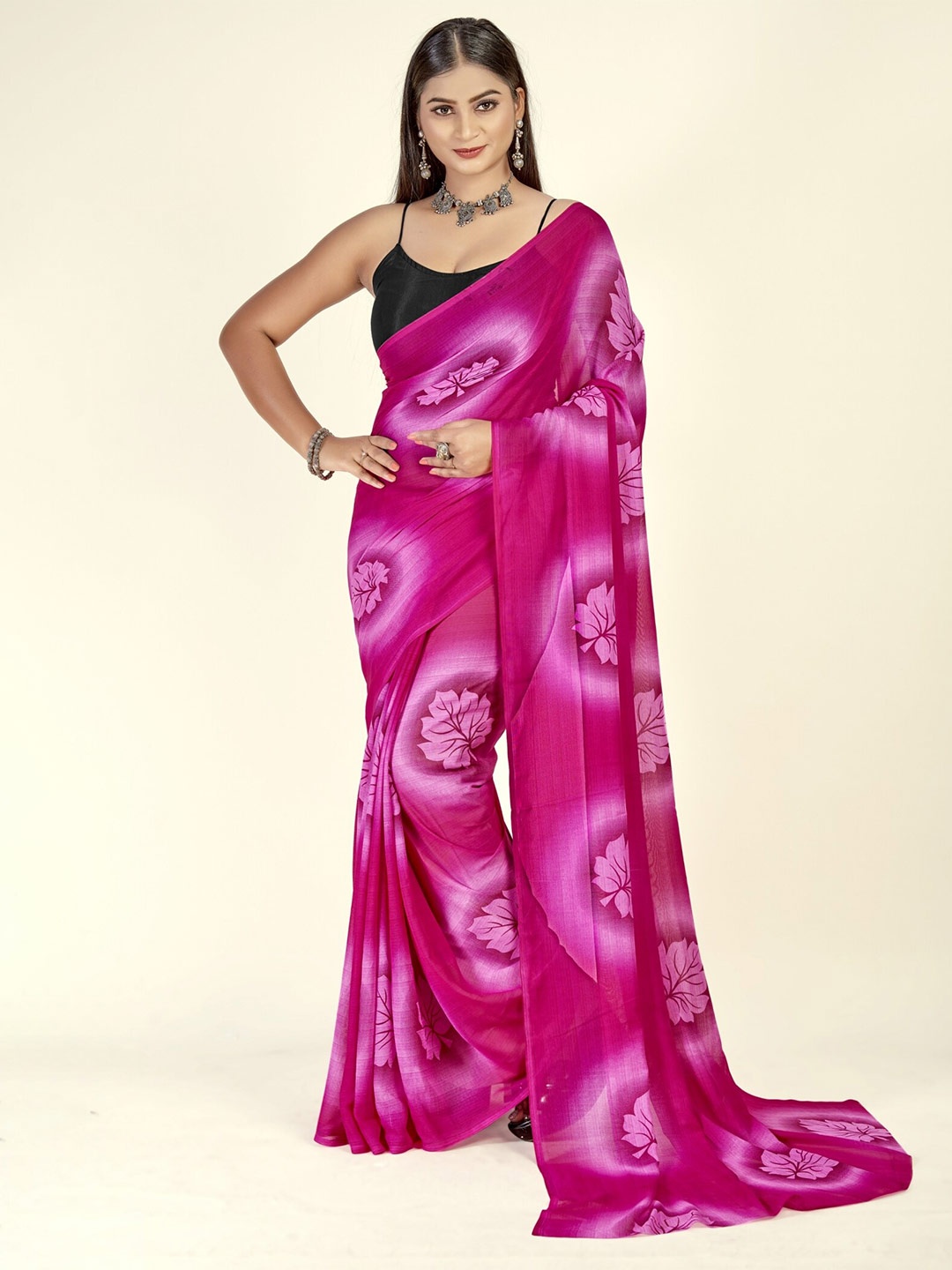 

ANAND SAREES Floral Printed Saree, Pink