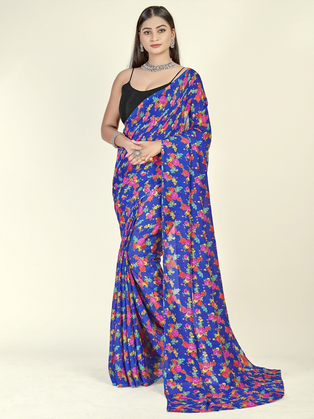 

ANAND SAREES Floral Printed Saree, Blue
