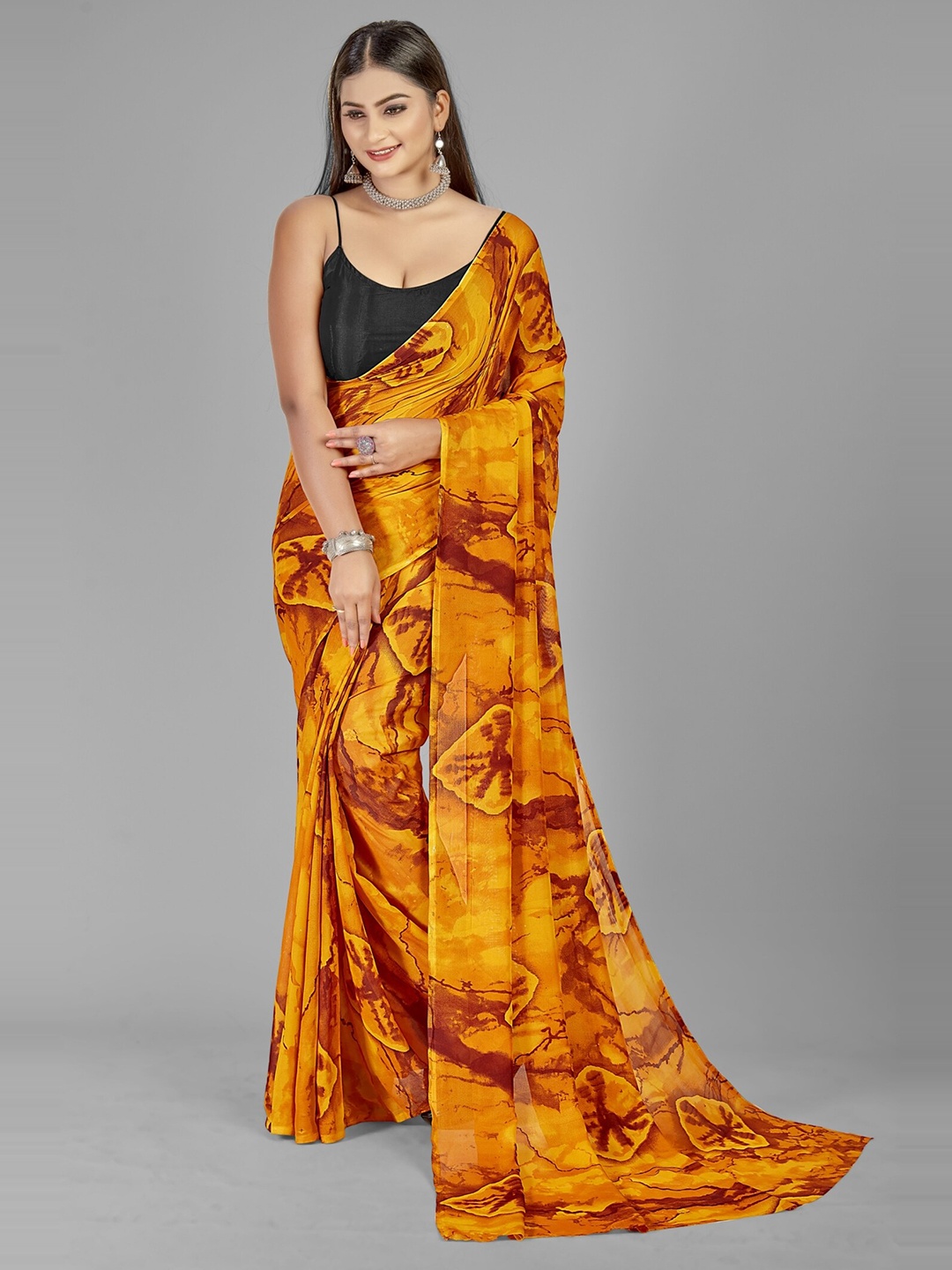 

ANAND SAREES Abstract Printed Saree, Yellow