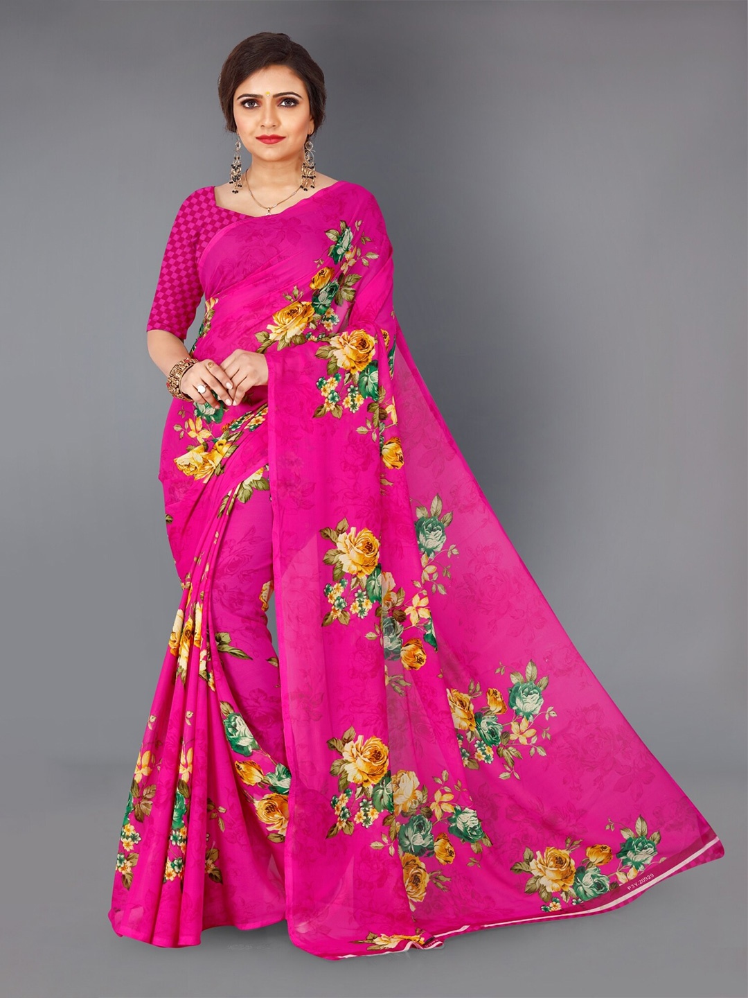 

ANAND SAREES Floral Printed Saree, Pink