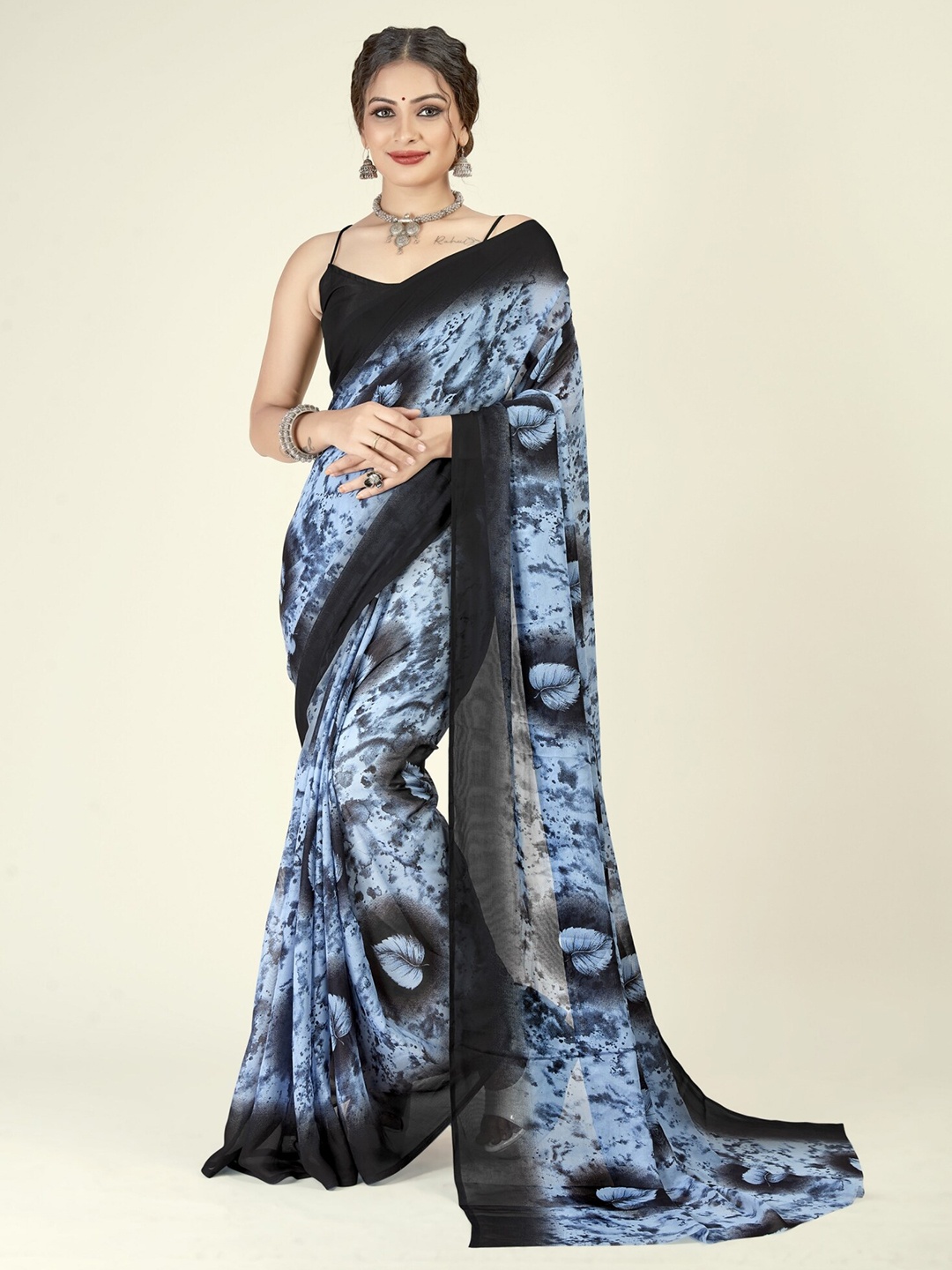 

ANAND SAREES Abstract Printed Saree, Blue