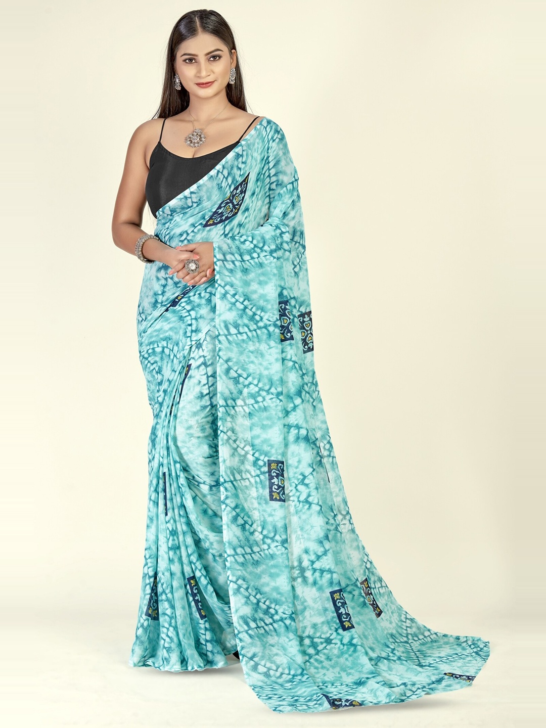

ANAND SAREES Abstract Printed Saree, Blue