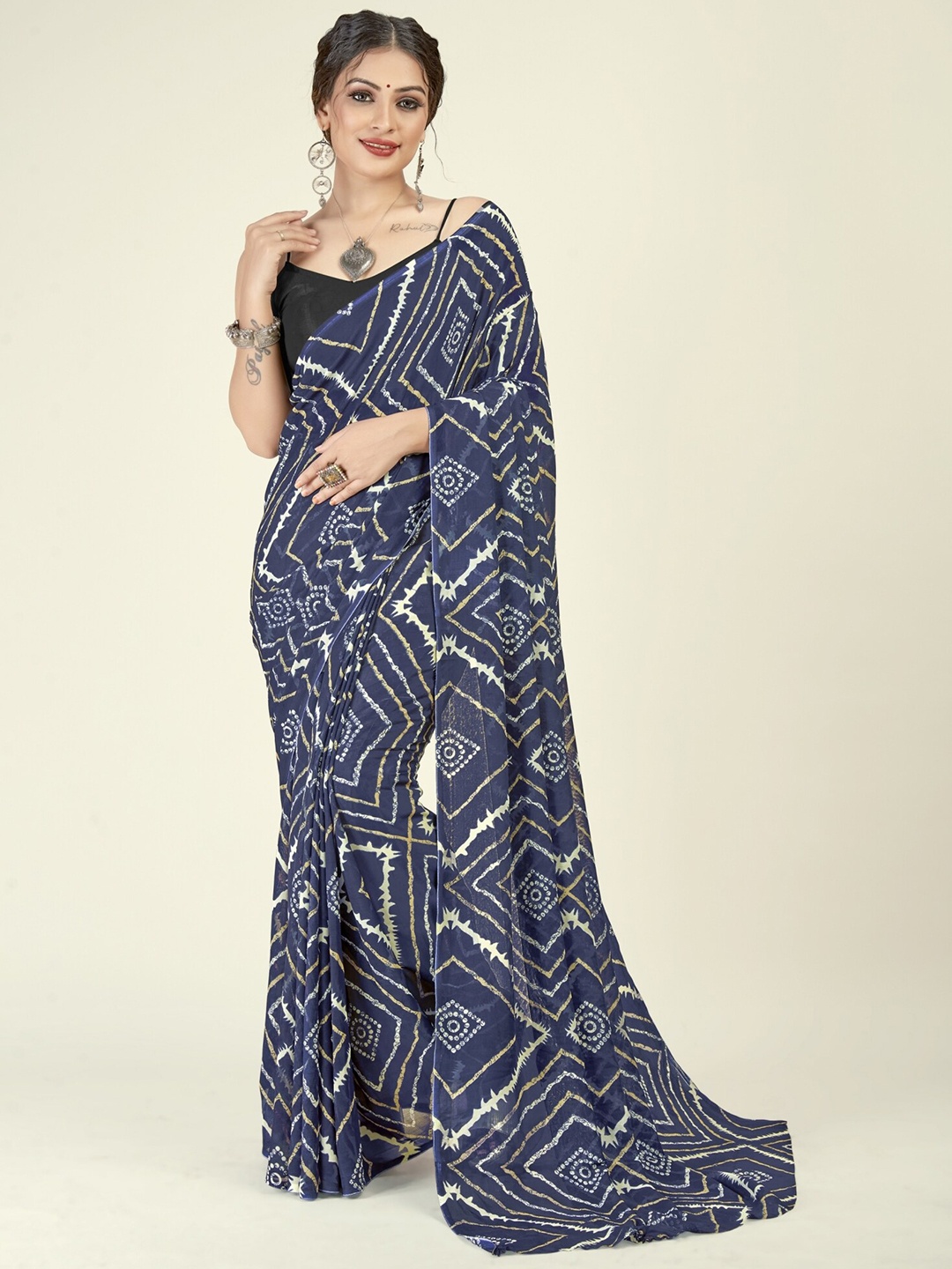 

ANAND SAREES Geometric Printed Saree, Blue