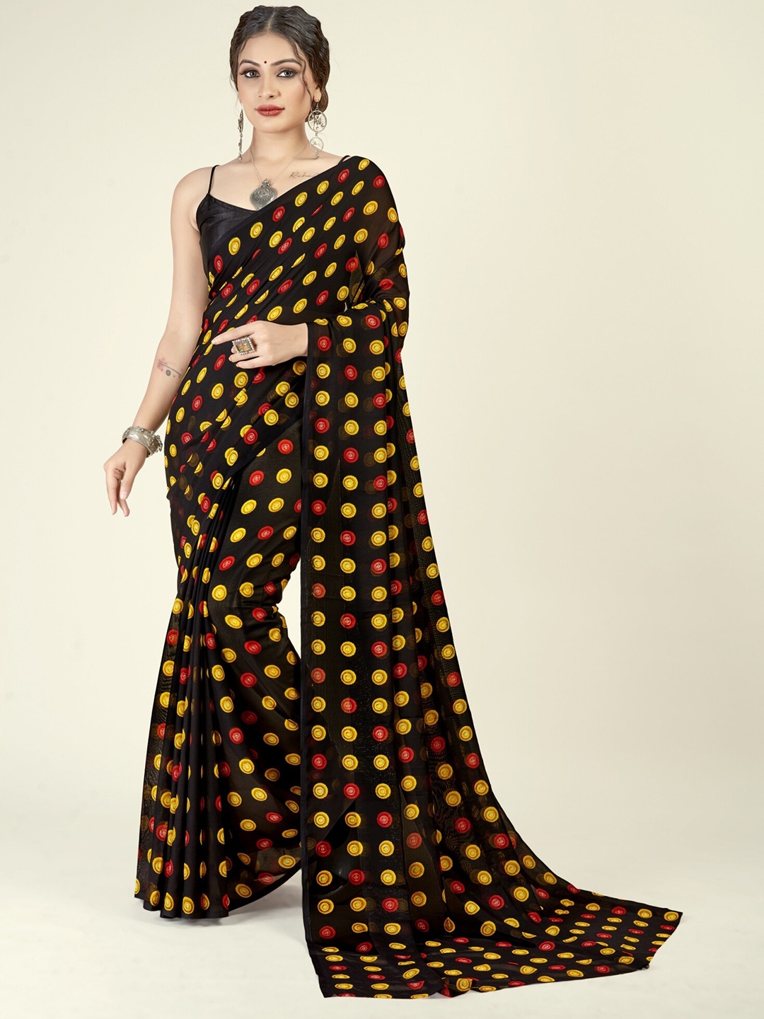 

ANAND SAREES Ethnic Motifs Printed Saree, Black