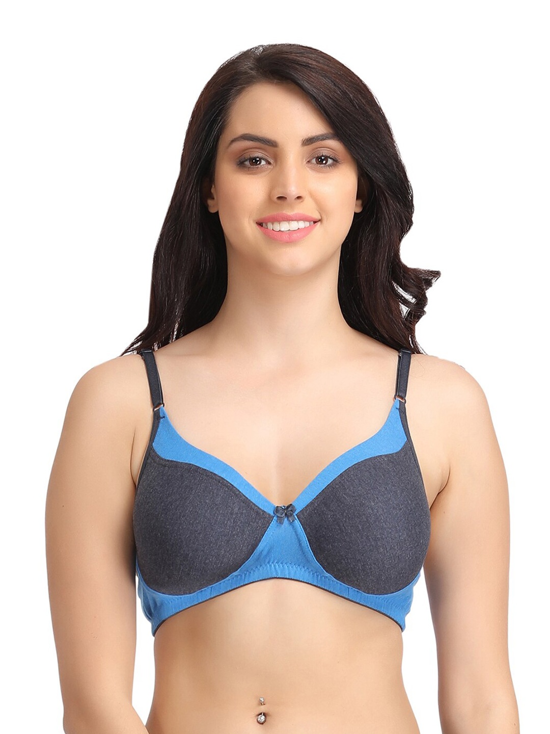 

Clovia Grey Full Coverage Non Padded Non-Wired Cotton T-shirt Bra With All Day Comfort