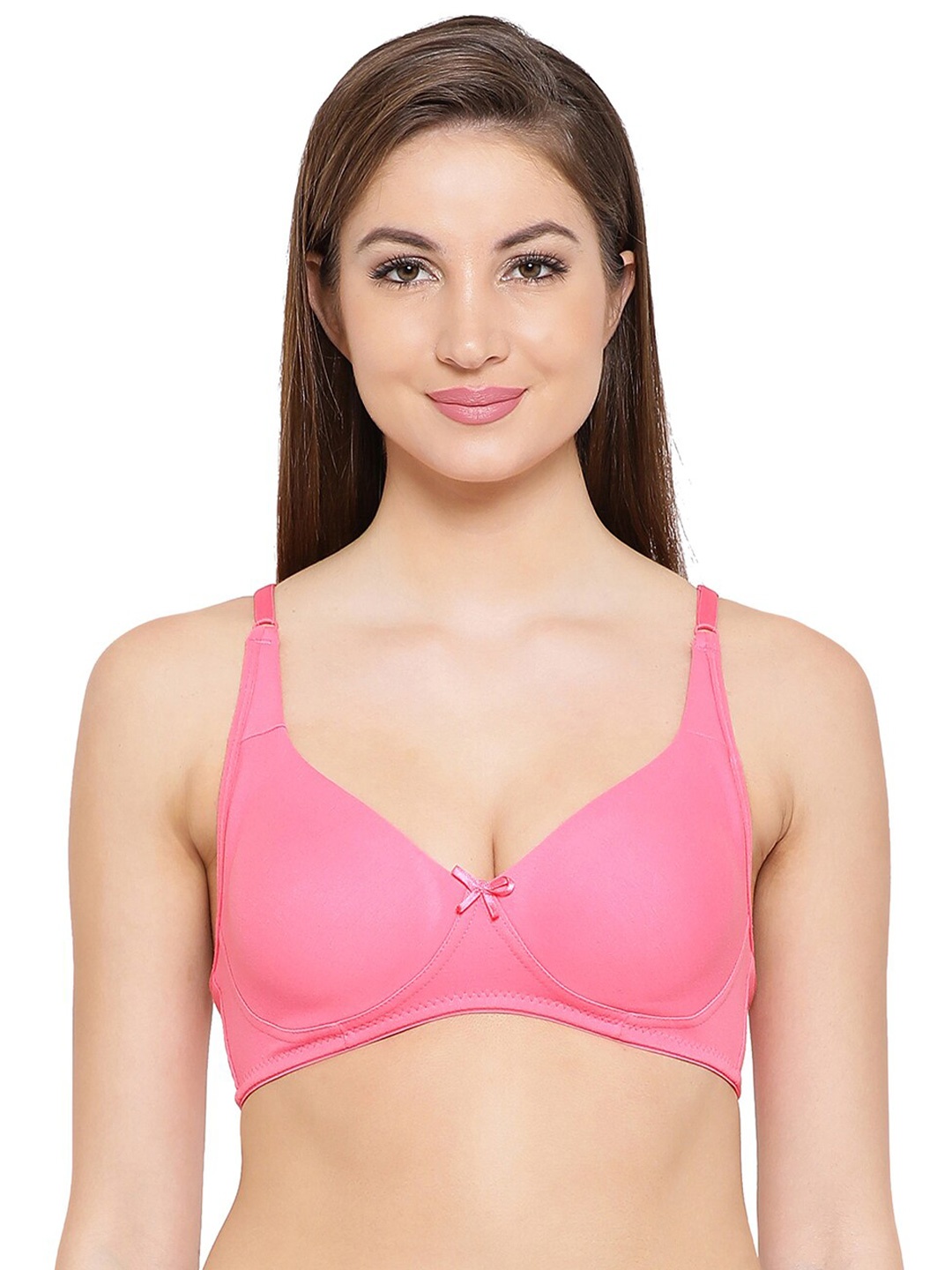 

Clovia Non Padded Cotton T-shirt Bra Full Coverage, Pink