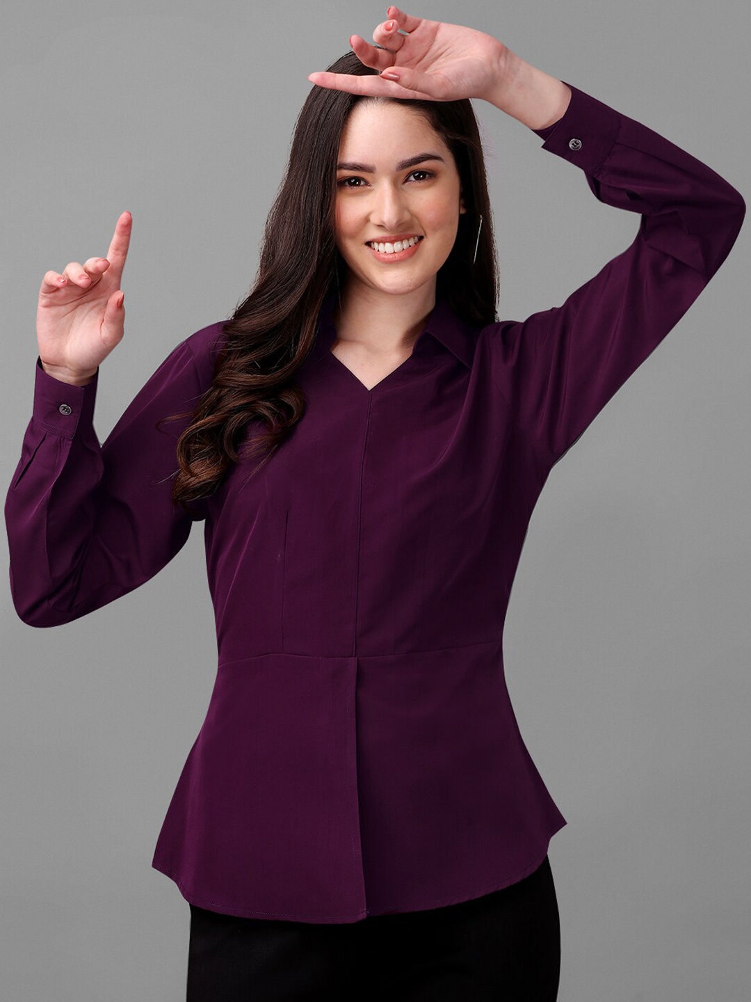 

Kinjo Crepe Shirt Style Top, Purple