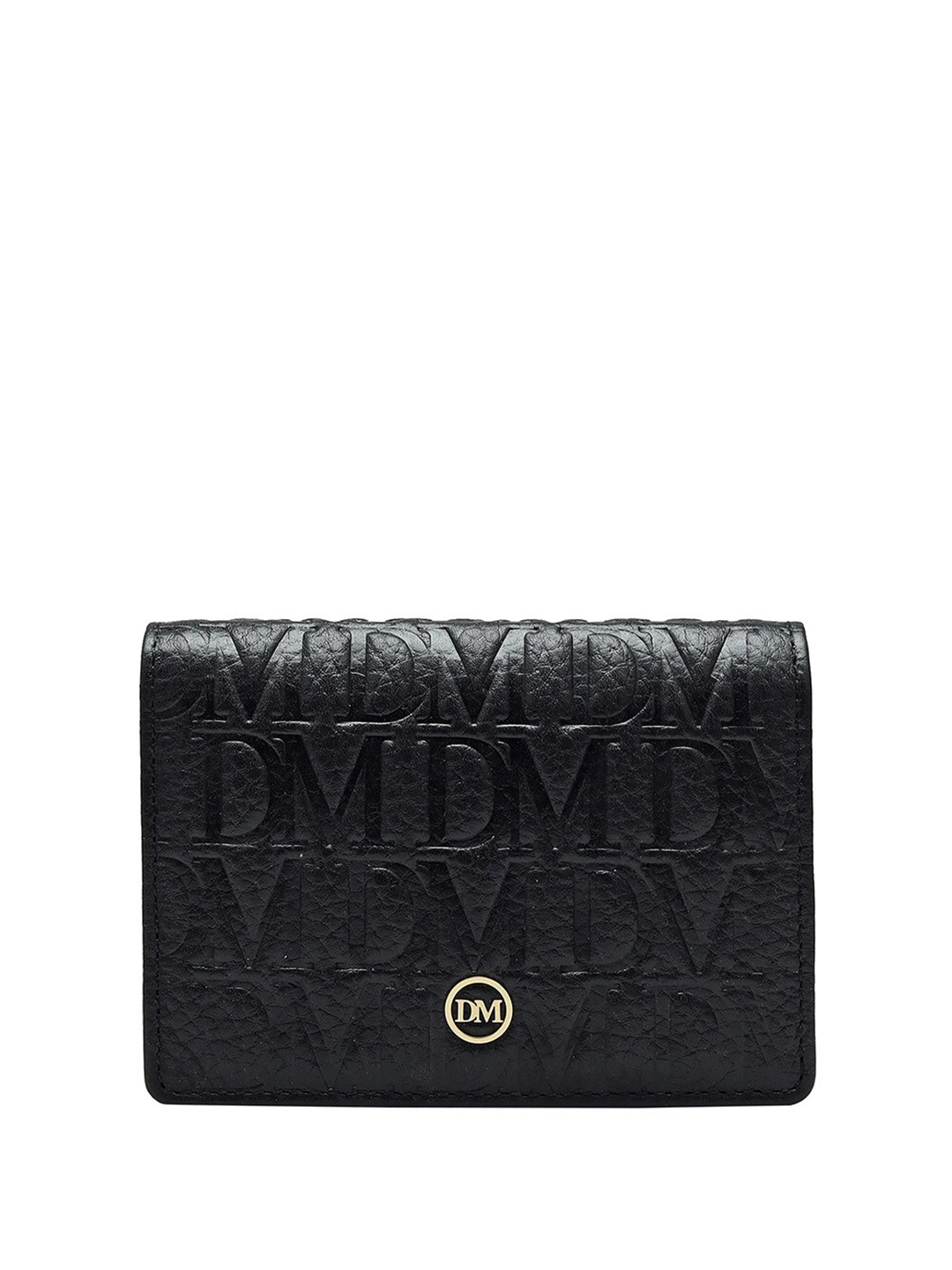 

Da Milano Unisex Textured Leather Two Fold Wallet, Black