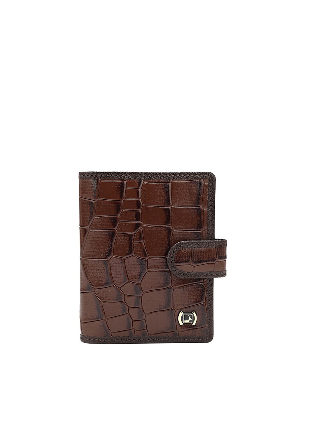 

Da Milano Unisex Textured Leather Two Fold Wallet, Brown