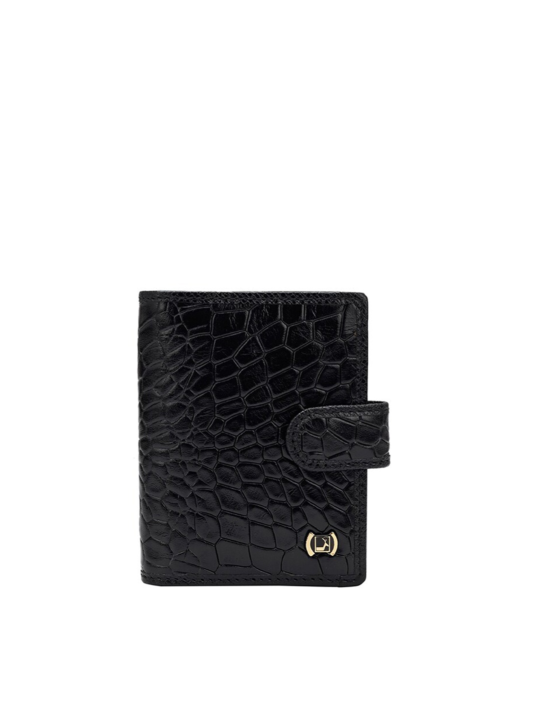 

Da Milano Unisex Textured Leather Two Fold Wallet, Black