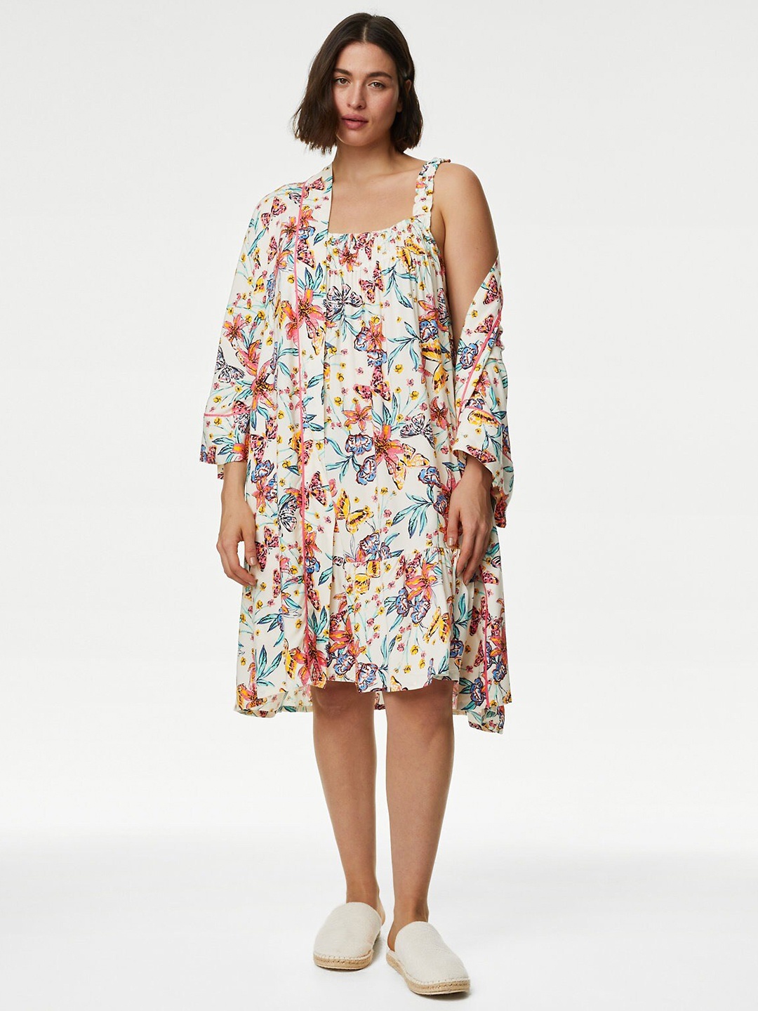 

Marks & Spencer Floral Printed Shoulder Straps Nightdress, White