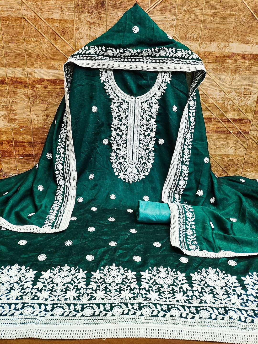 

LeeliPeeri Designer Embroidered Unstitched Dress Material, Teal