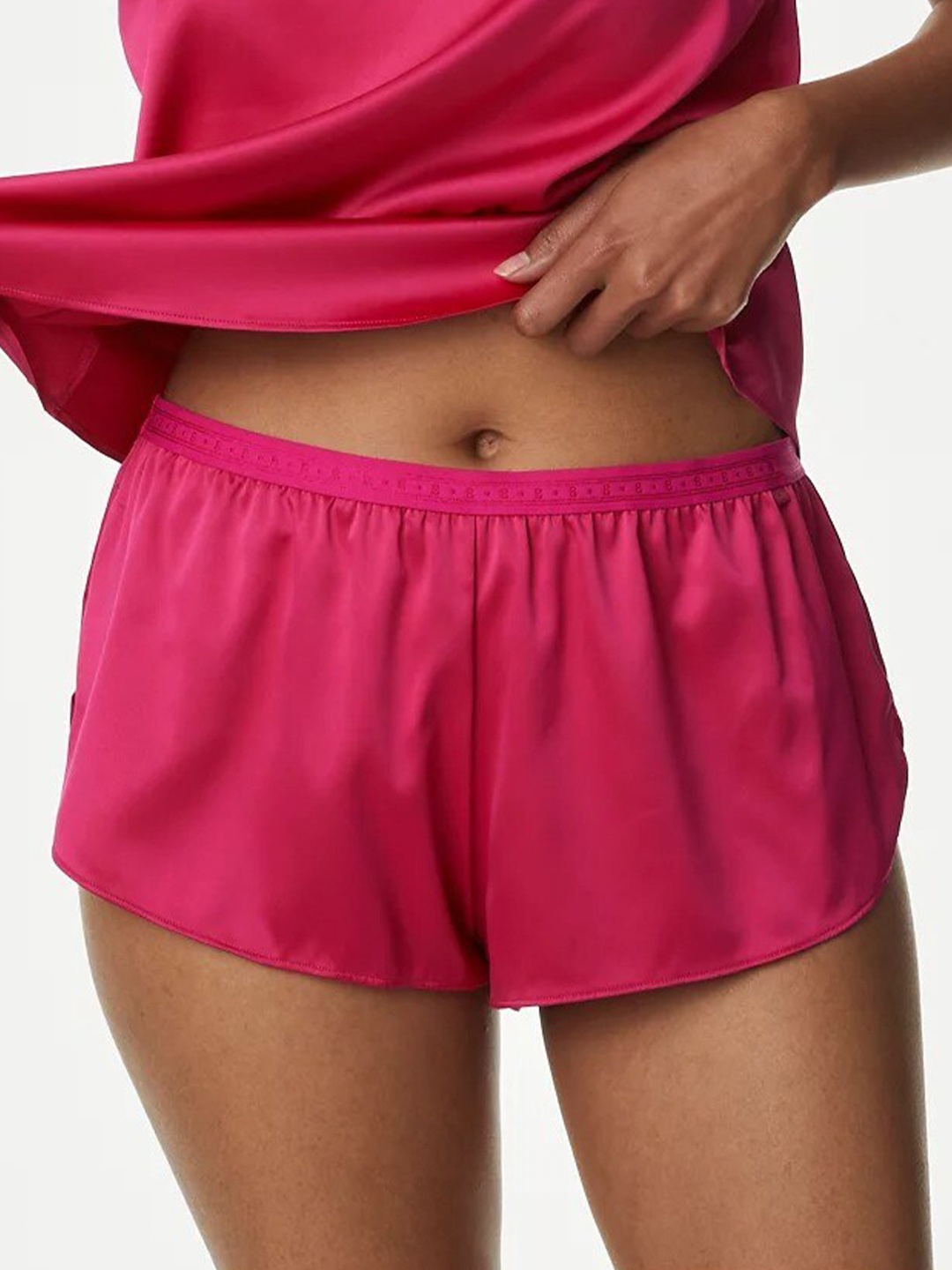 

Marks & Spencer Women Mid-Rise Lounge Shorts, Pink