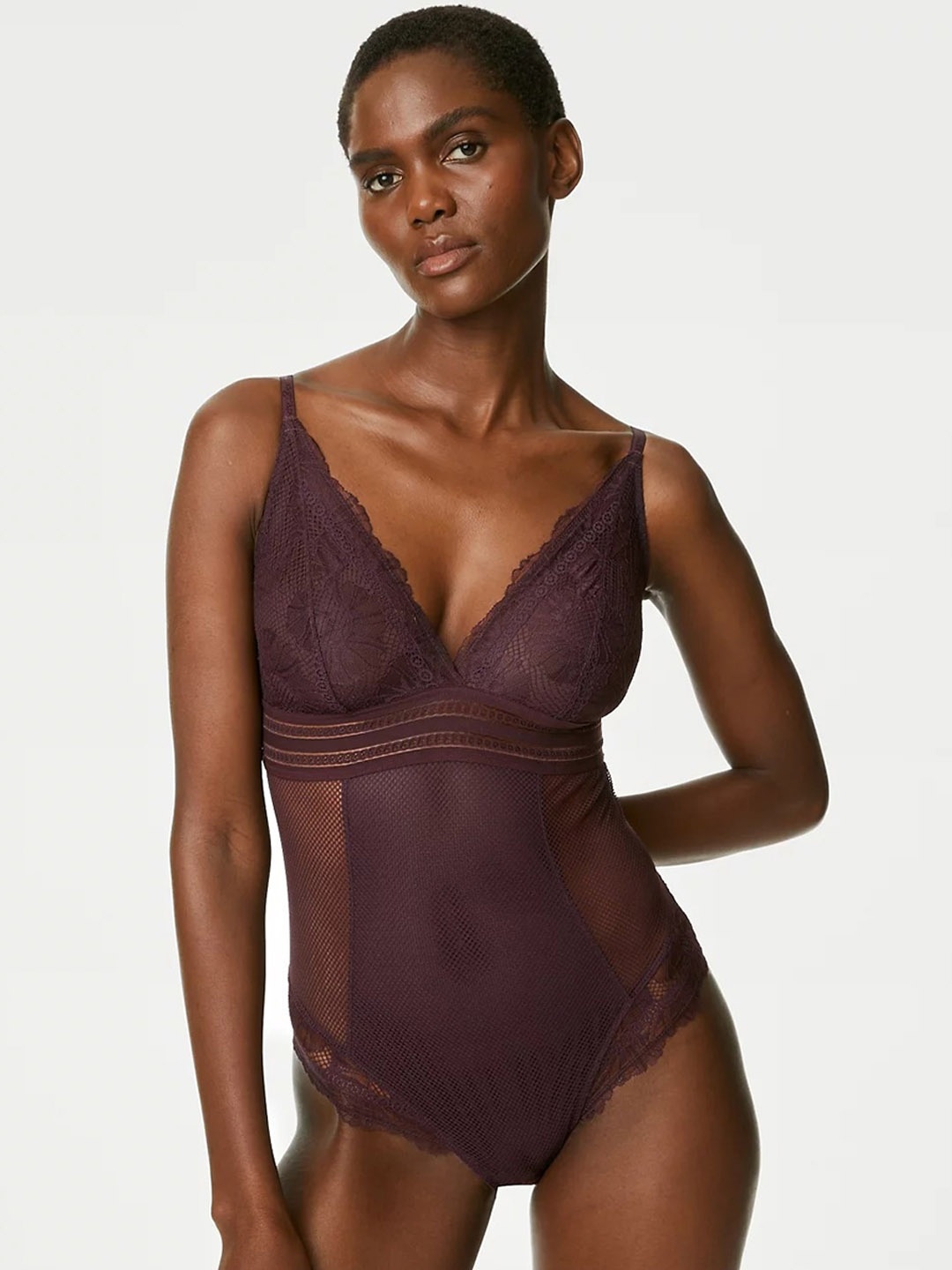 

Marks & Spencer Self Design Bodysuit, Purple