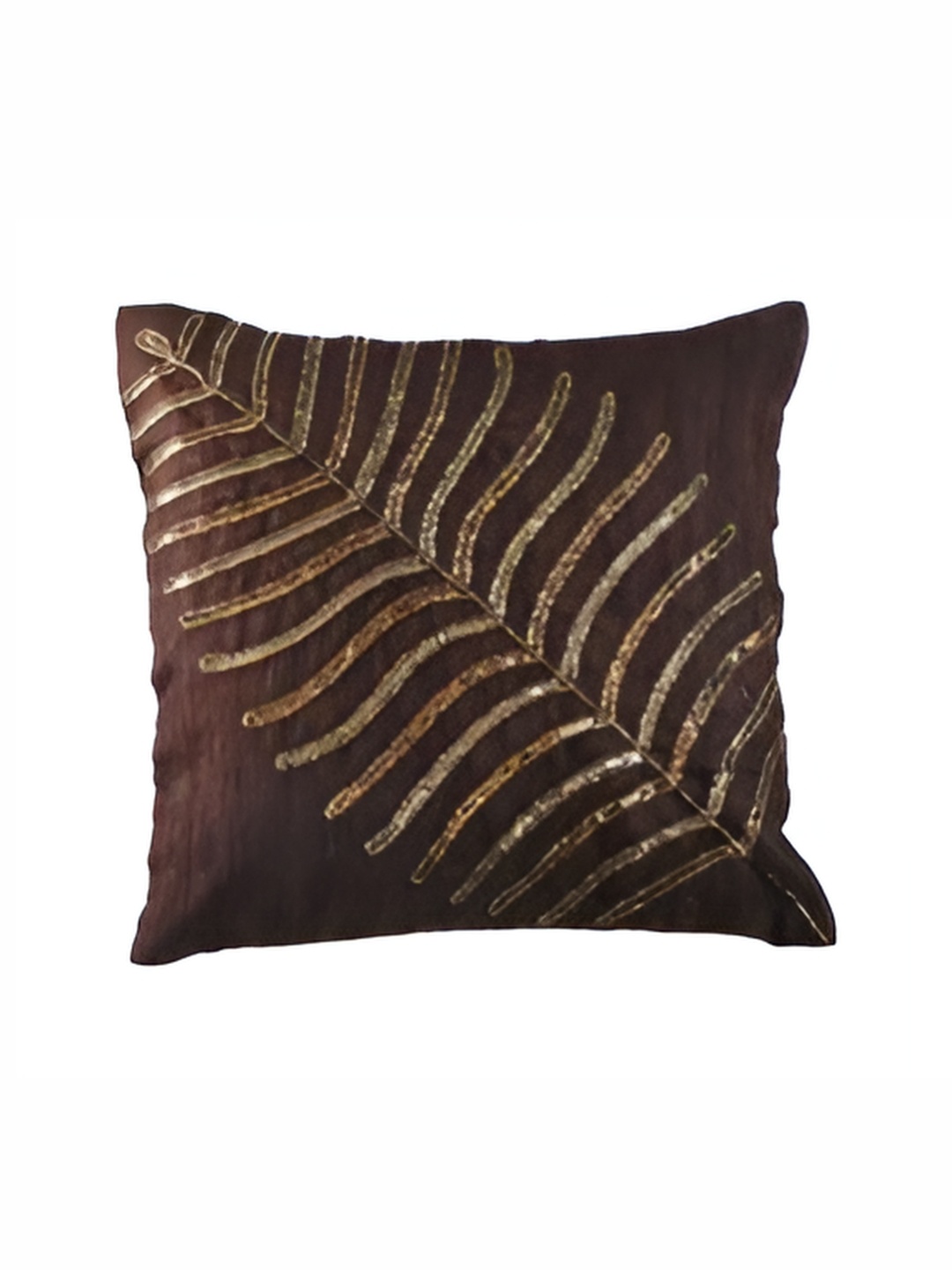 

YWULY Maroon & Gold-Toned Embroidered Square Cushion Cover