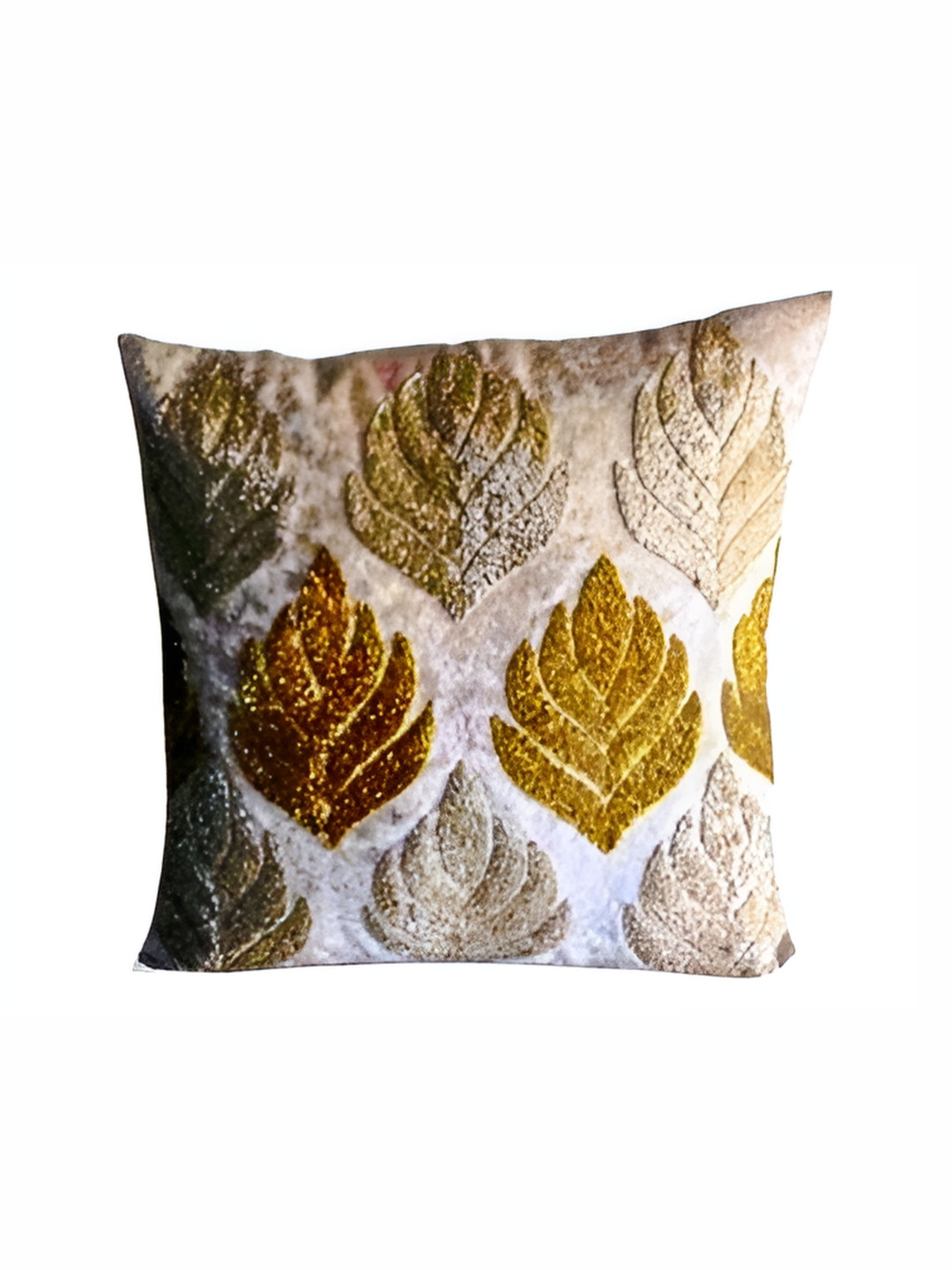 

YWULY Beige & Yellow Embellished Square Cushion Cover
