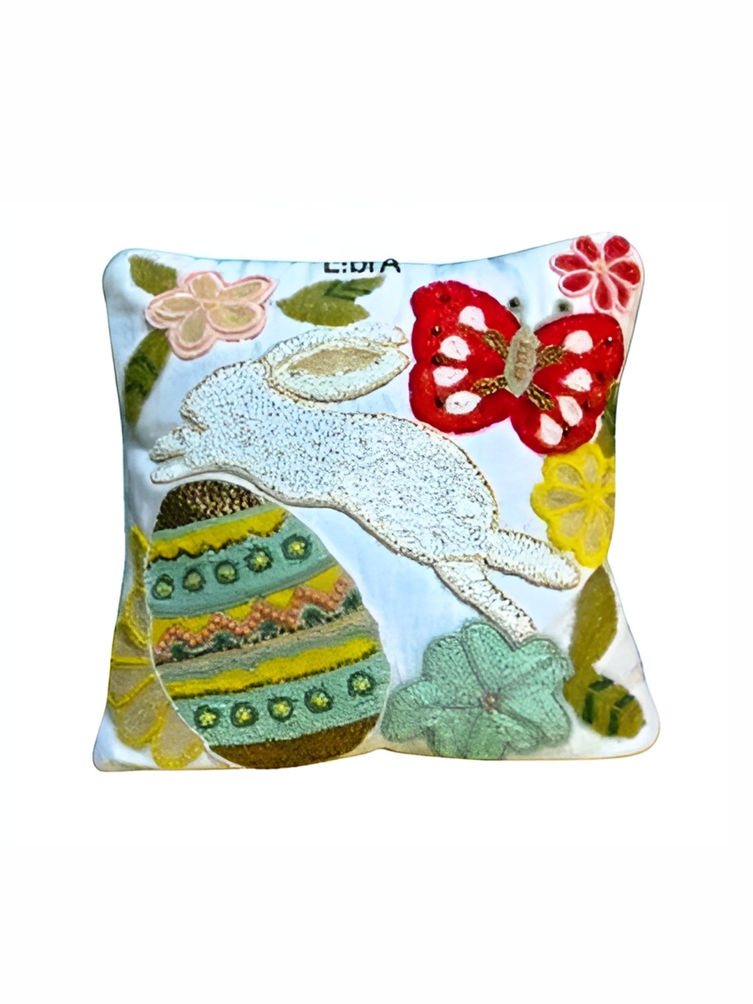 

YWULY Blue & Yellow Embroidered Rectangle Cushion Cover