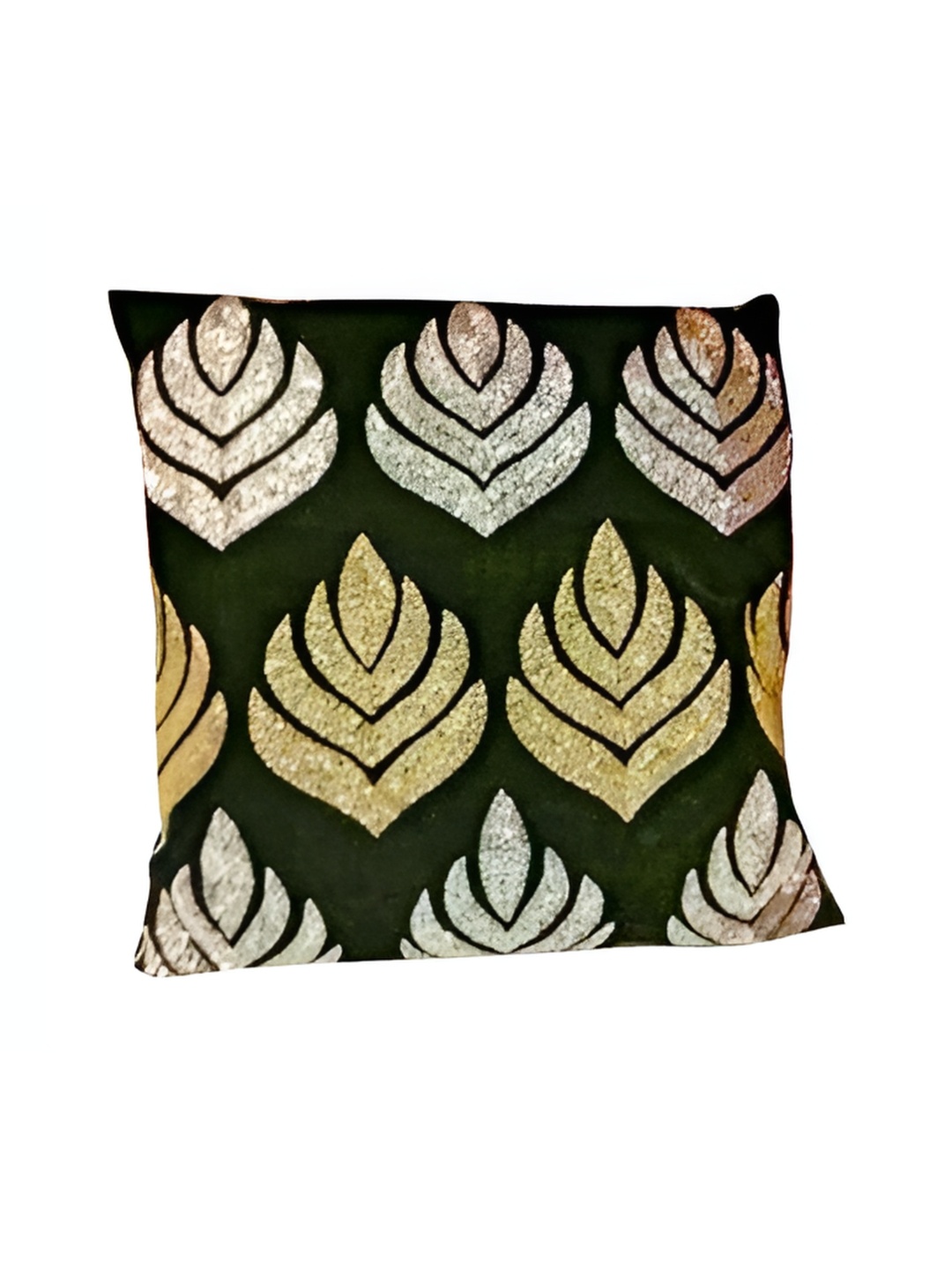 

YWULY Black & Gold-Toned Embellished Square Cushion Cover